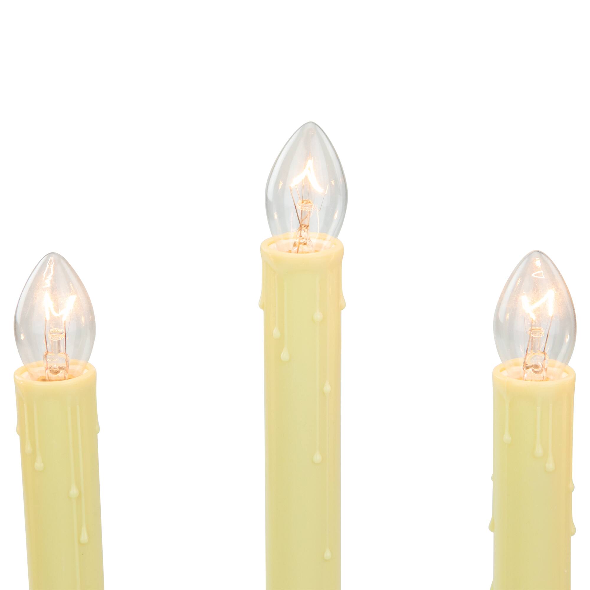 14.5&#x22; Ivory 5-Lights Christmas Chandelier on Holly Berry &#x26; Bell Base Candle Lamp
