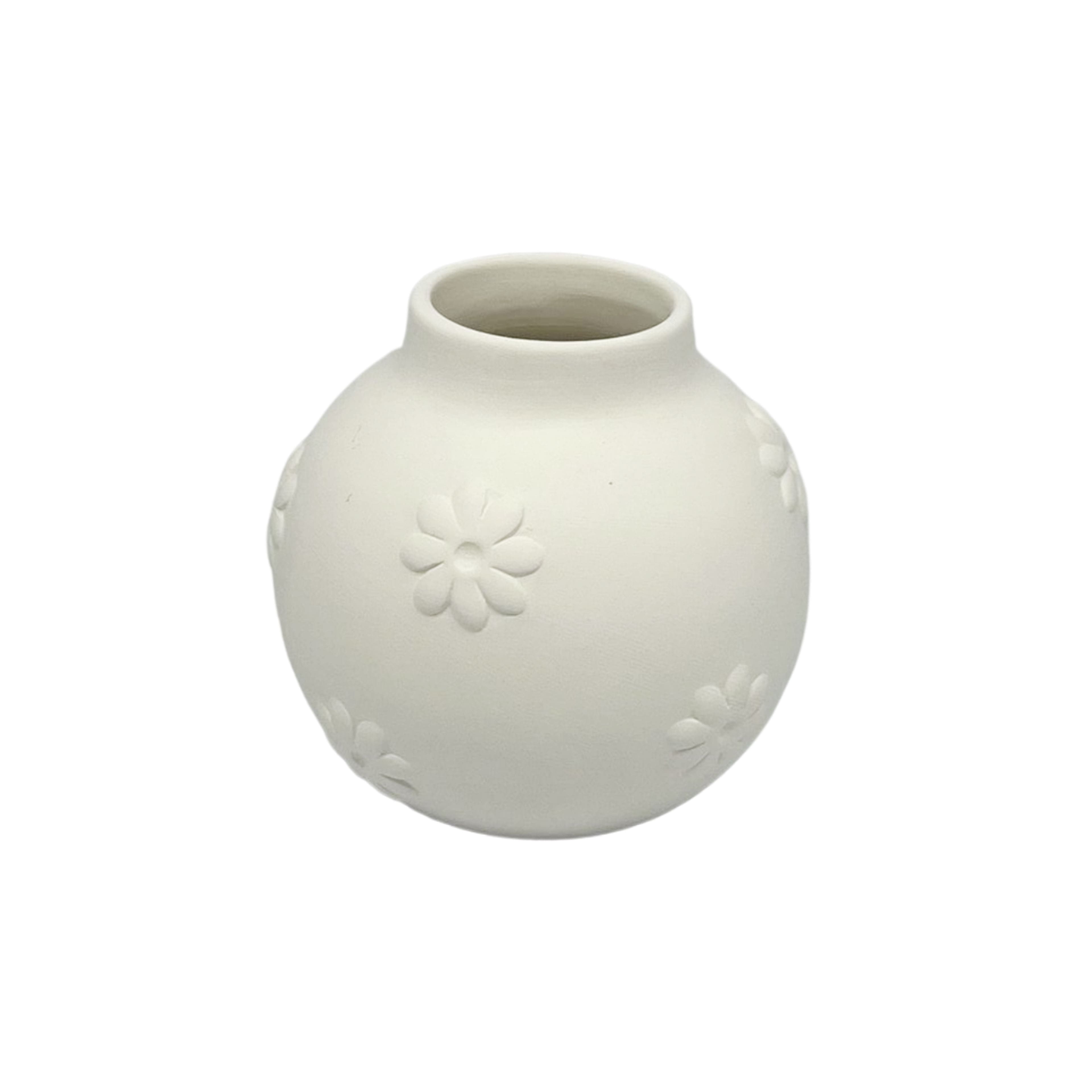 3.25&#x22; Round Flowers Bud Vase DIY Ceramic D&#xE9;cor by Make Market&#xAE;