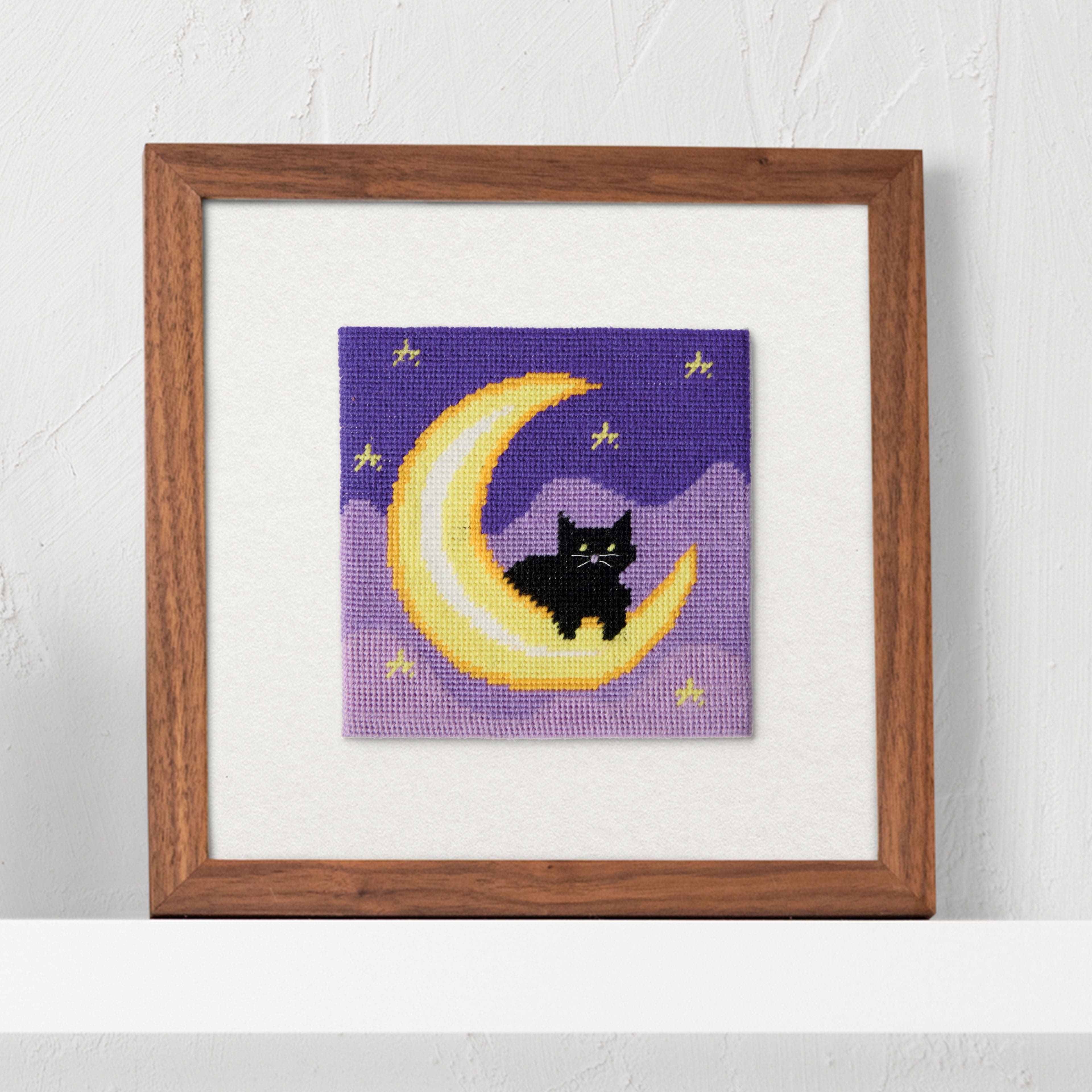 6" x 6" Cat & Moon Needlepoint Kit by Loops & Threads®