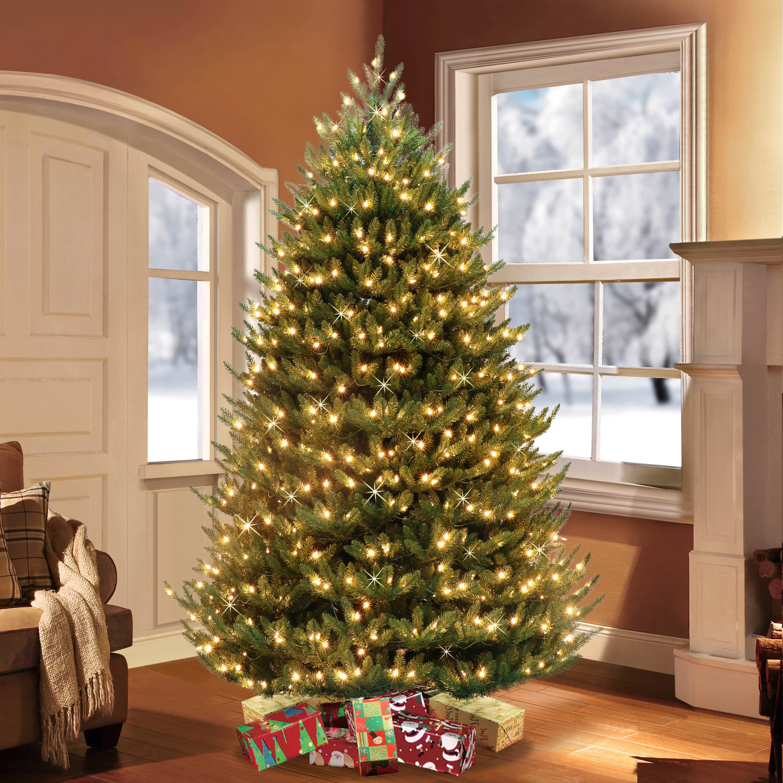 7.5ft. Pre-Lit Canadian Balsam Fir Artificial Christmas Tree, Clear LED ...
