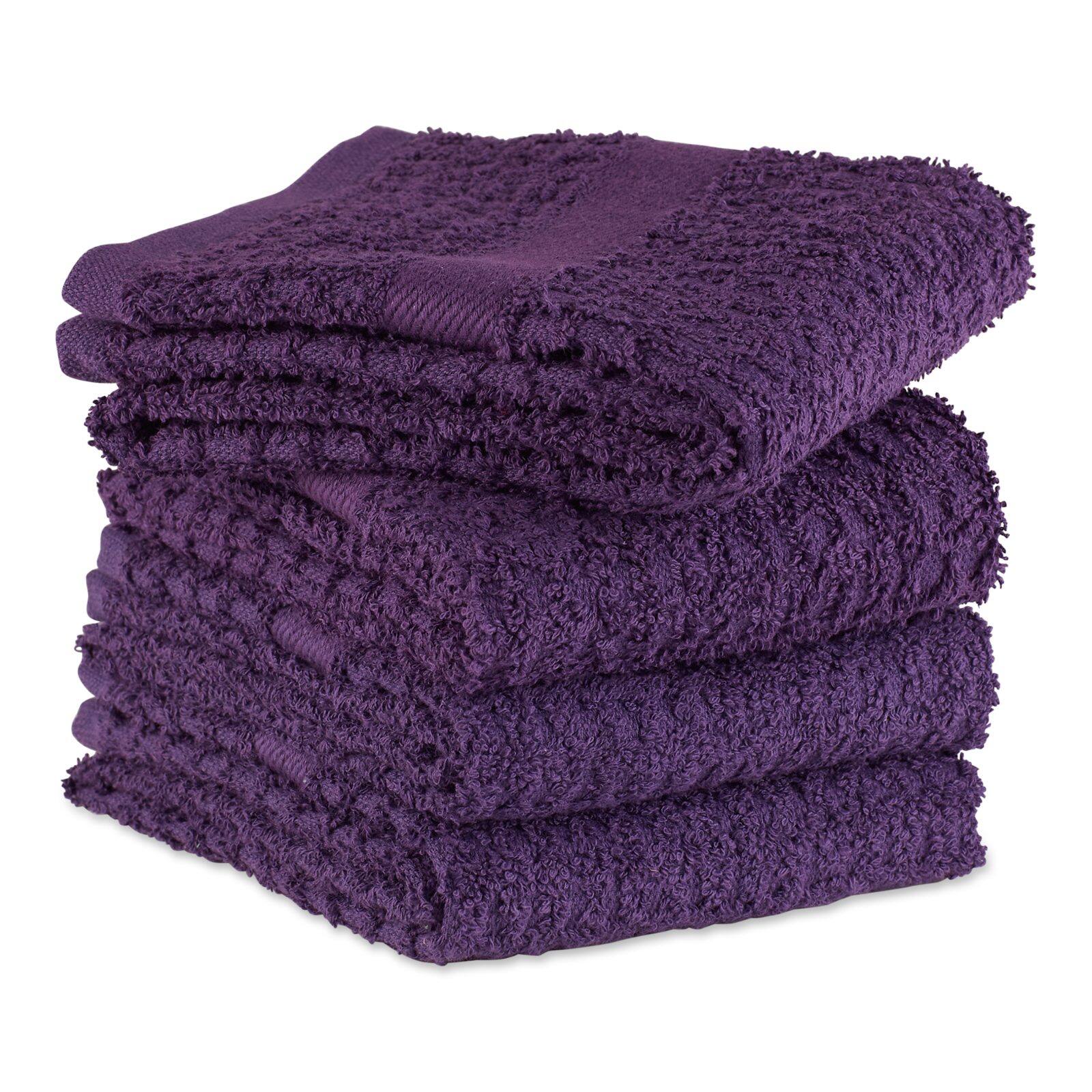 DII® Solid Eggplant Waffle Terry Dishtowel, 4ct.