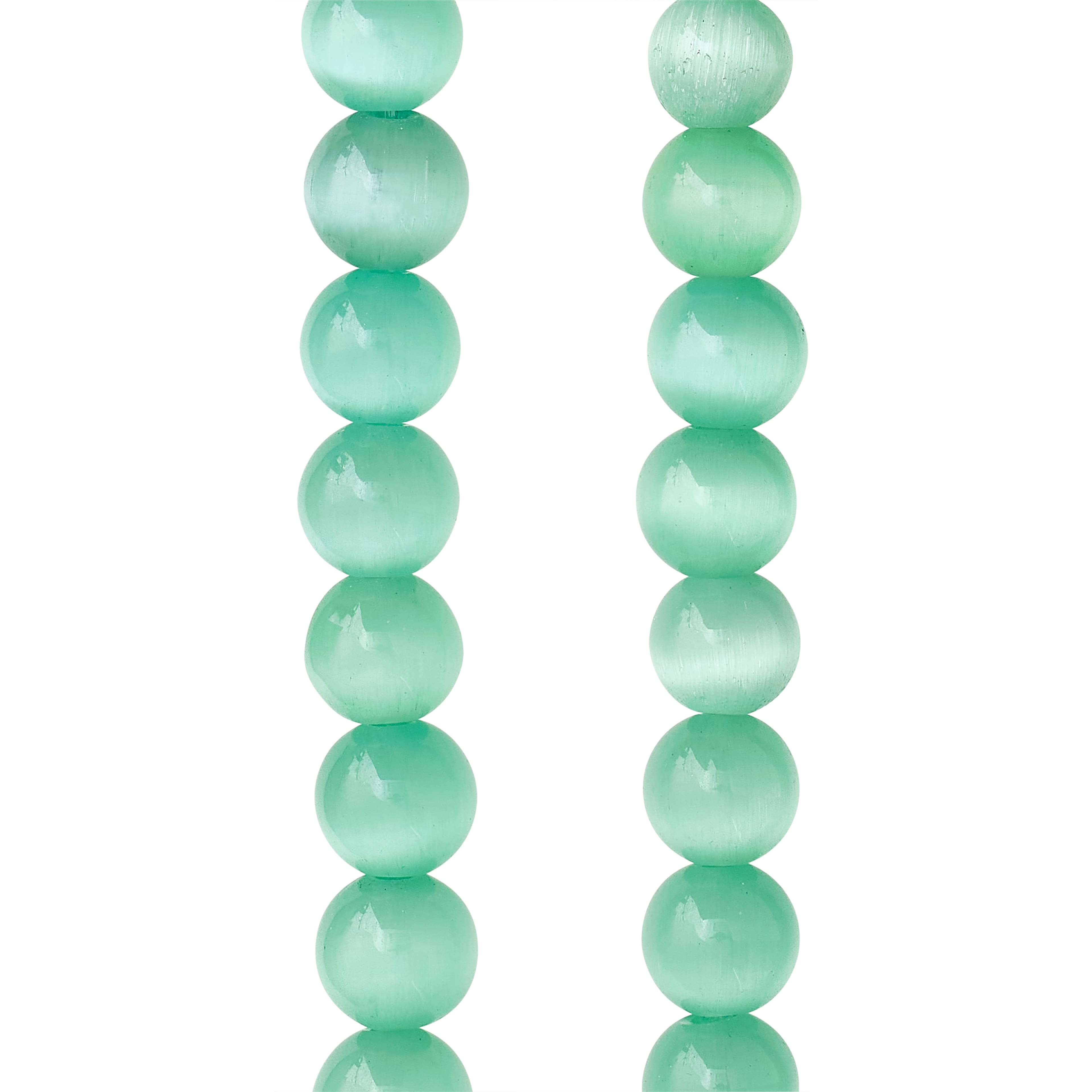12 Pack: Aqua Cat Eye Glass Round Beads, 8mm by Bead Landing™