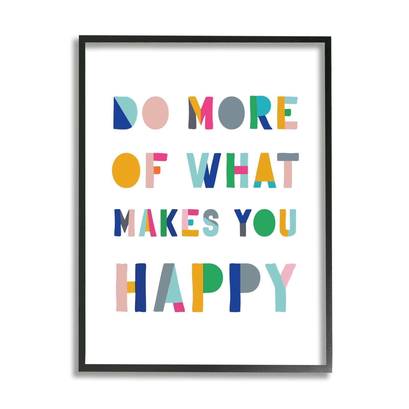 Stupell Industries What Makes You Happy Phrase Kids' Block Typography Framed Wall Art