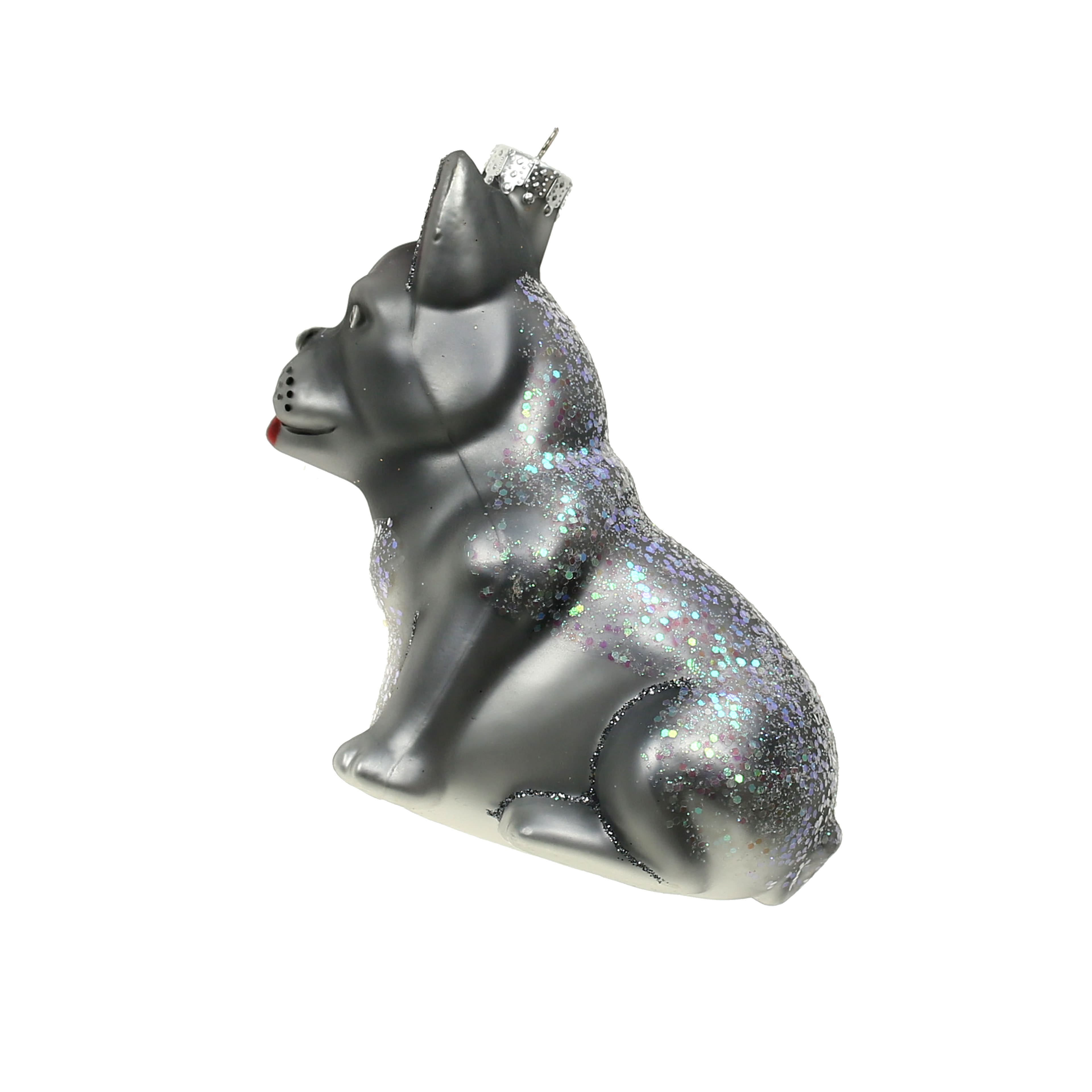 3.75&#x22; Gray Bulldog Glass Ornament by Ashland&#xAE;