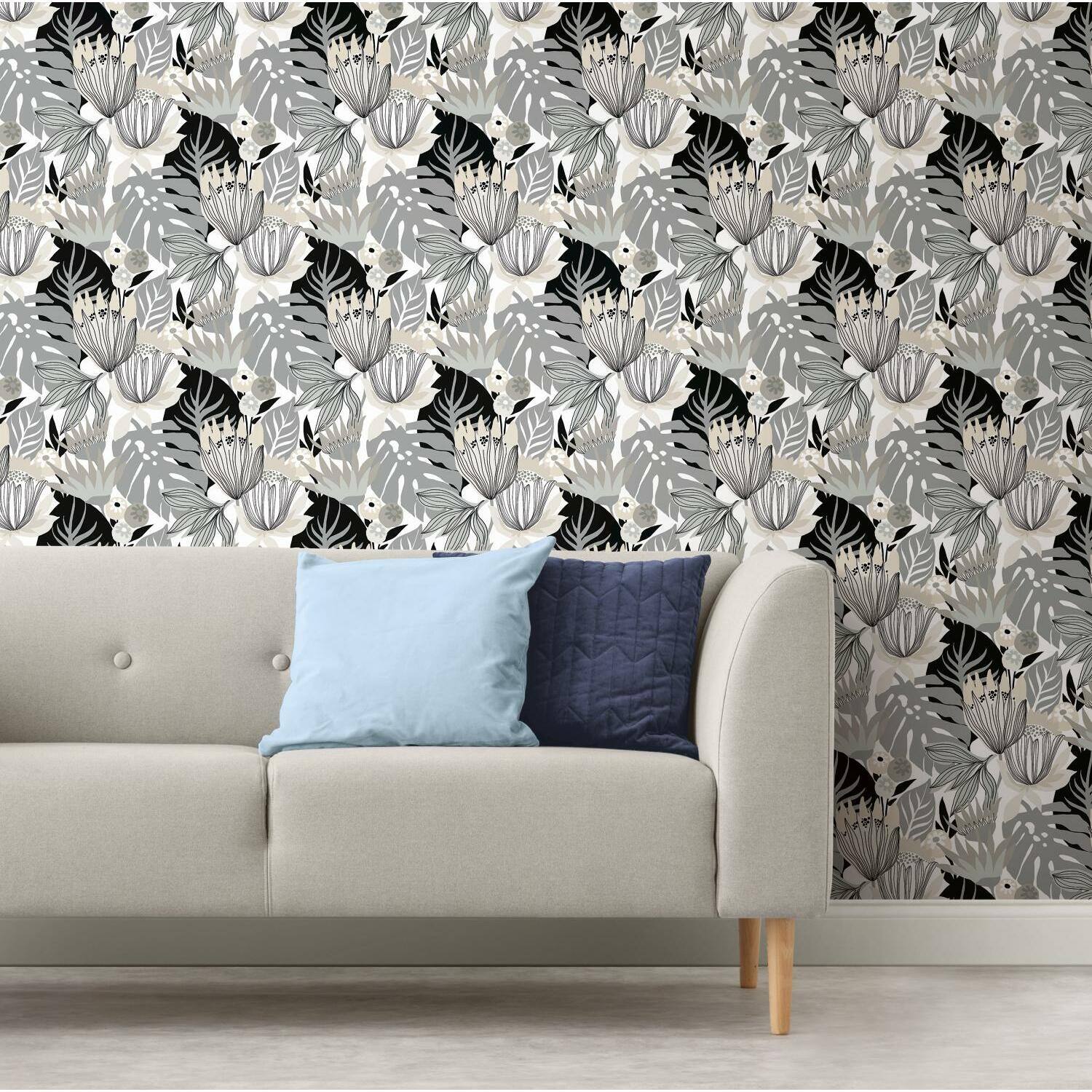 RoomMates Retro Tropical Leaves Peel &#x26; Stick Wallpaper