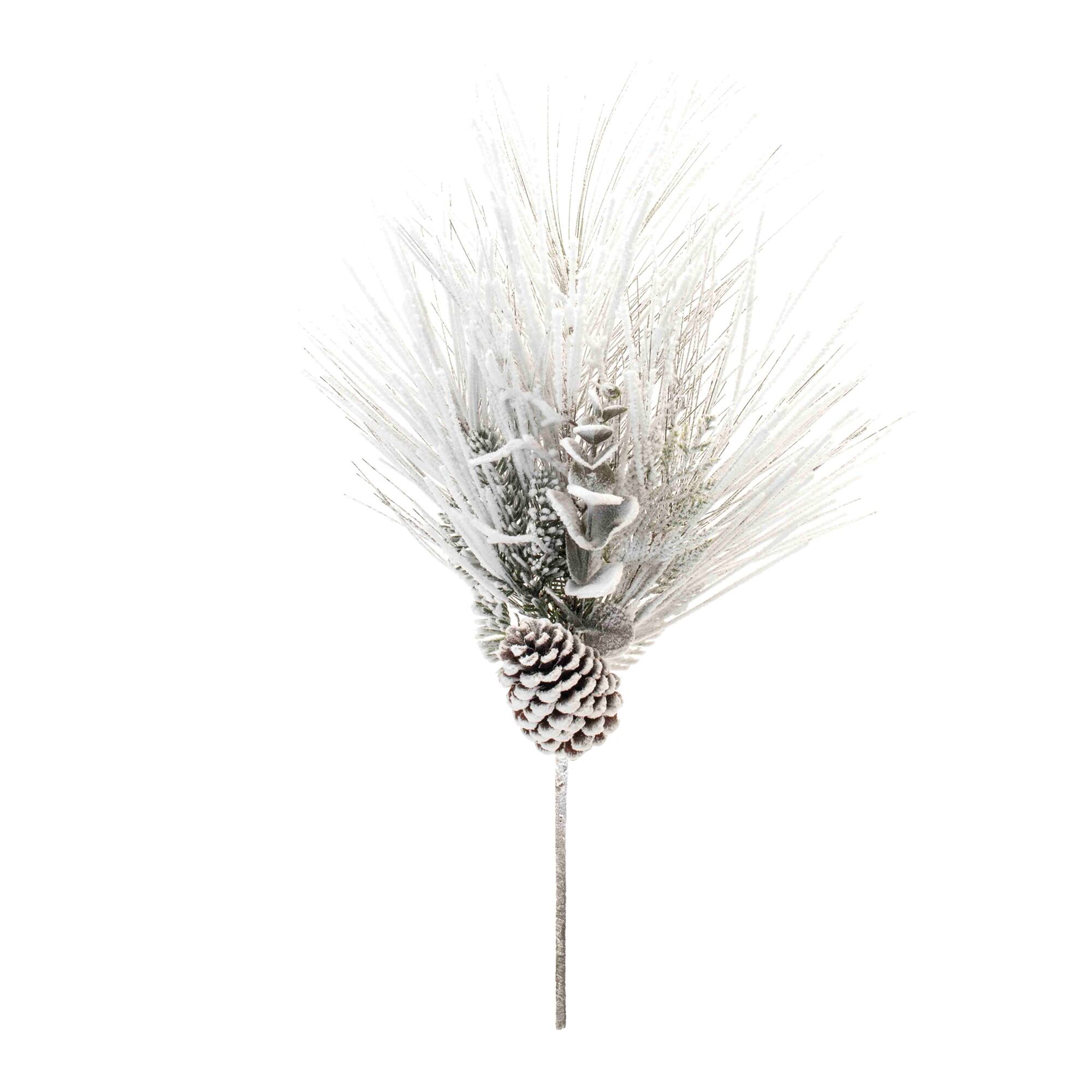 2ft. Flocked Mixed Long Needle Pine Spray with Pinecone, 2ct.
