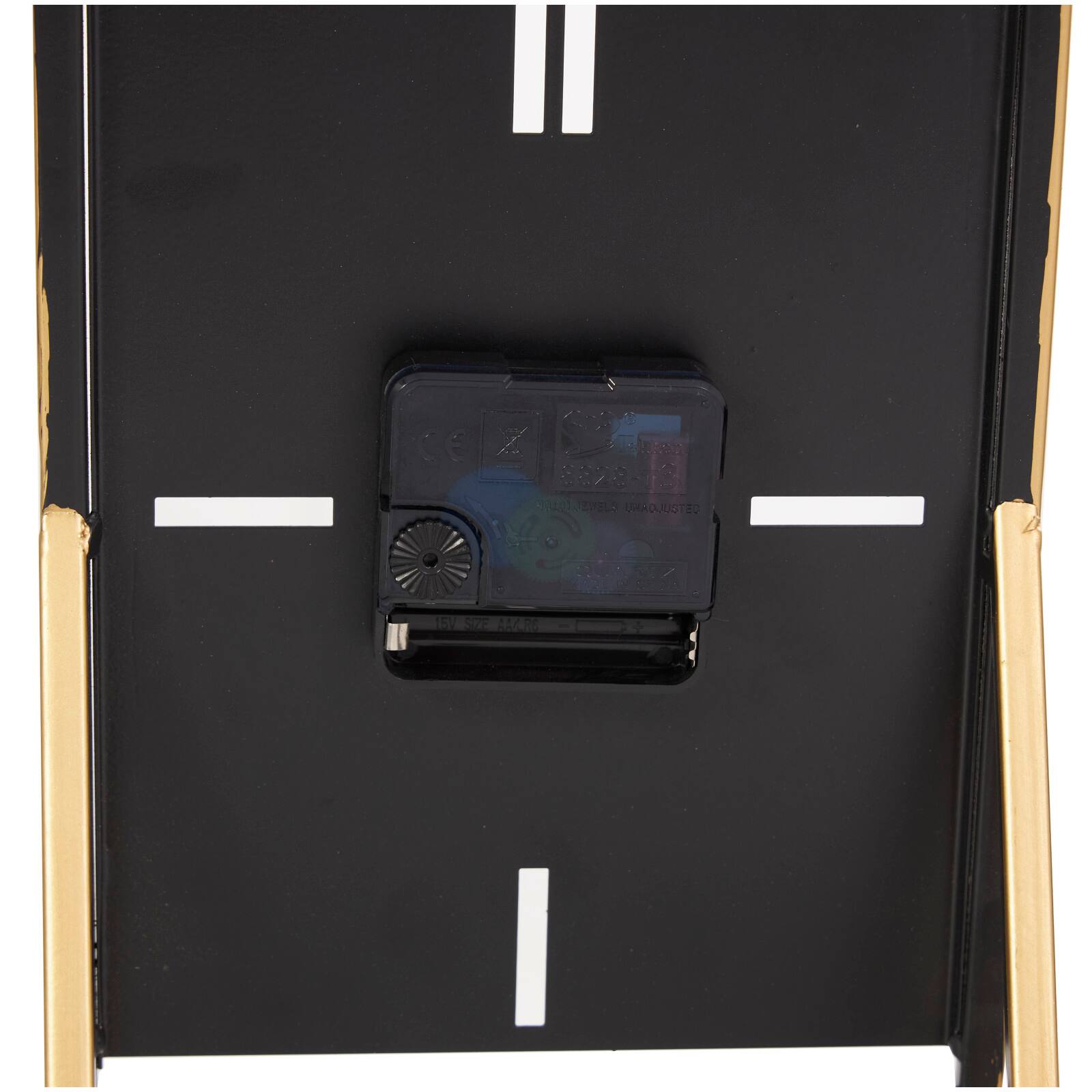 CosmoLiving by Cosmopolitan 10" Black Metal Rectangular Angled Clock Set with Gold Accents & Cutout Tick Hour Markers