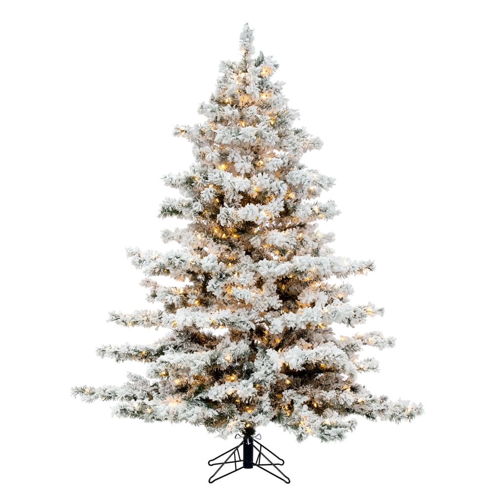 6.5ft. PreLit Flocked Alaskan Pine Artificial Christmas Tree, Clear