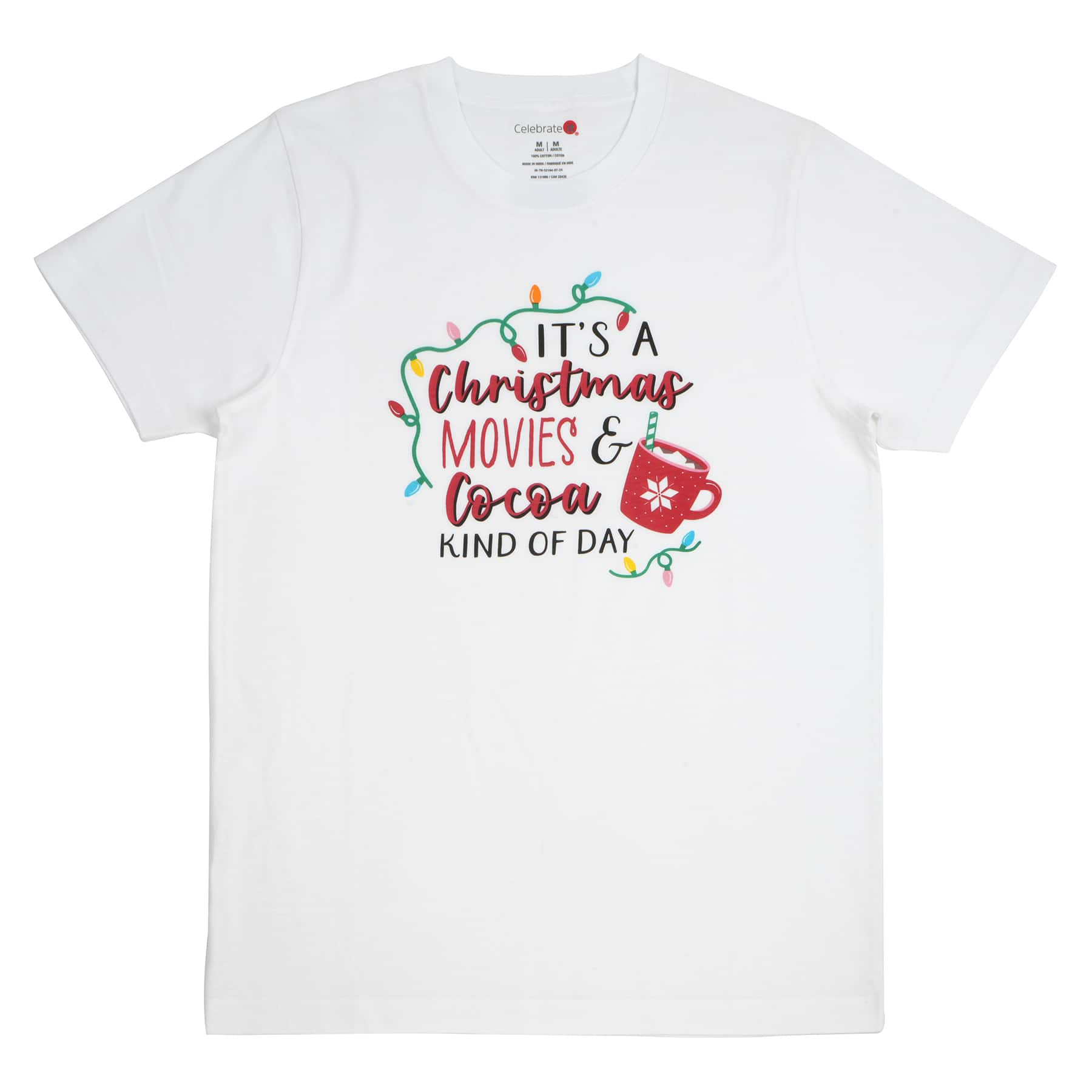 Christmas Movies &#x26; Cocoa Adult Crew Neck T-Shirt by Celebrate It&#x2122;