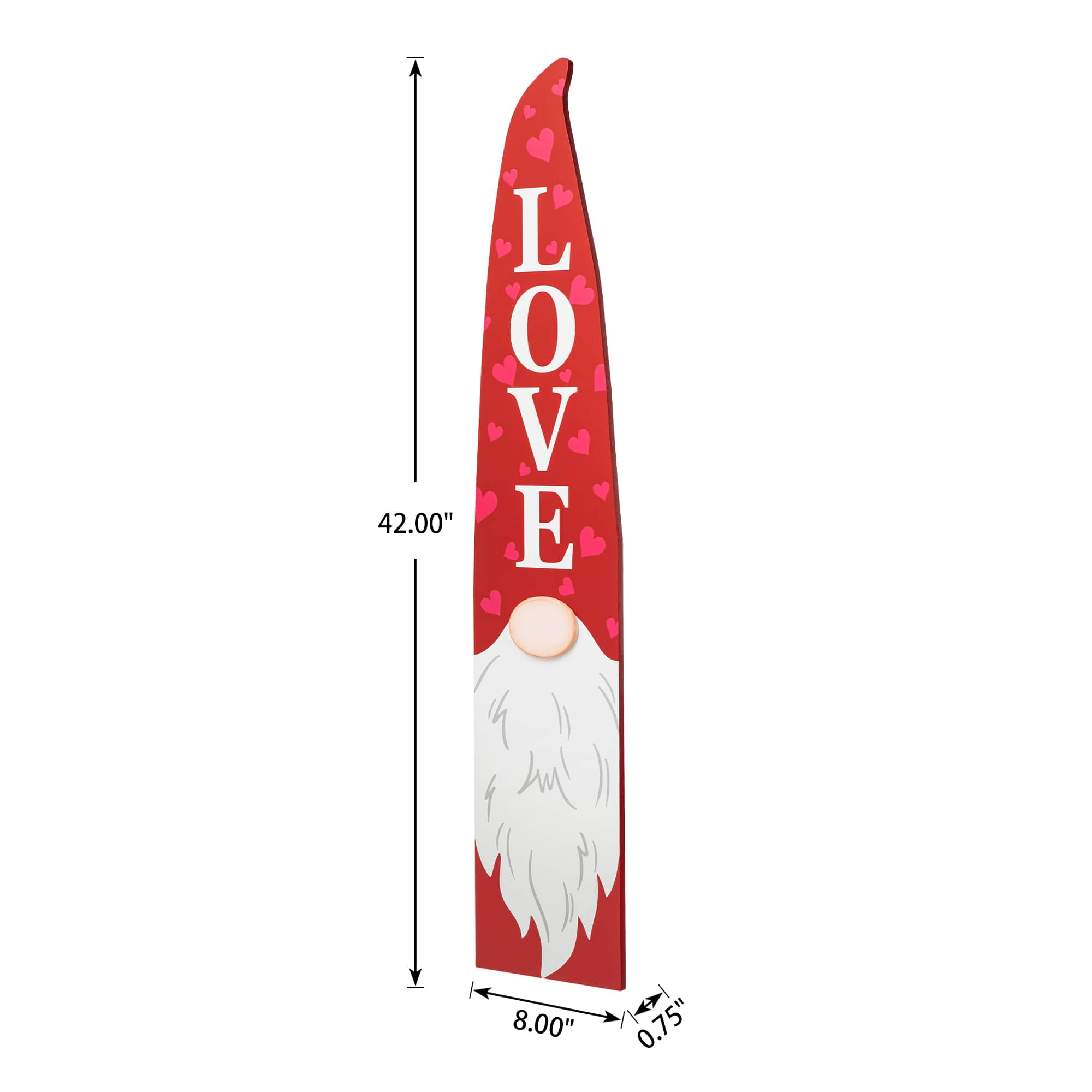 Glitzhome&#xAE; 42&#x22; Valentine&#x27;s Wooden Gnome Porch Decor