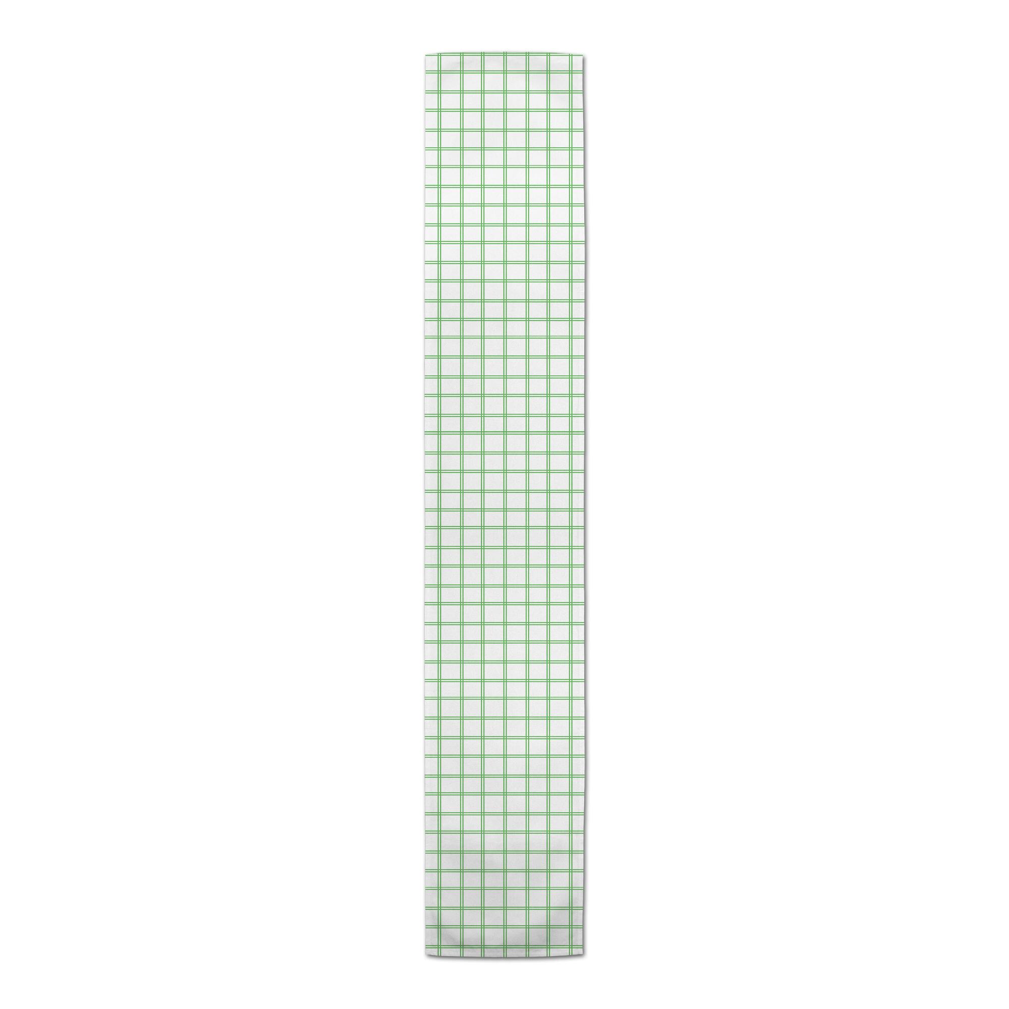 90" Green Grid Pattern Poly Twill Table Runner