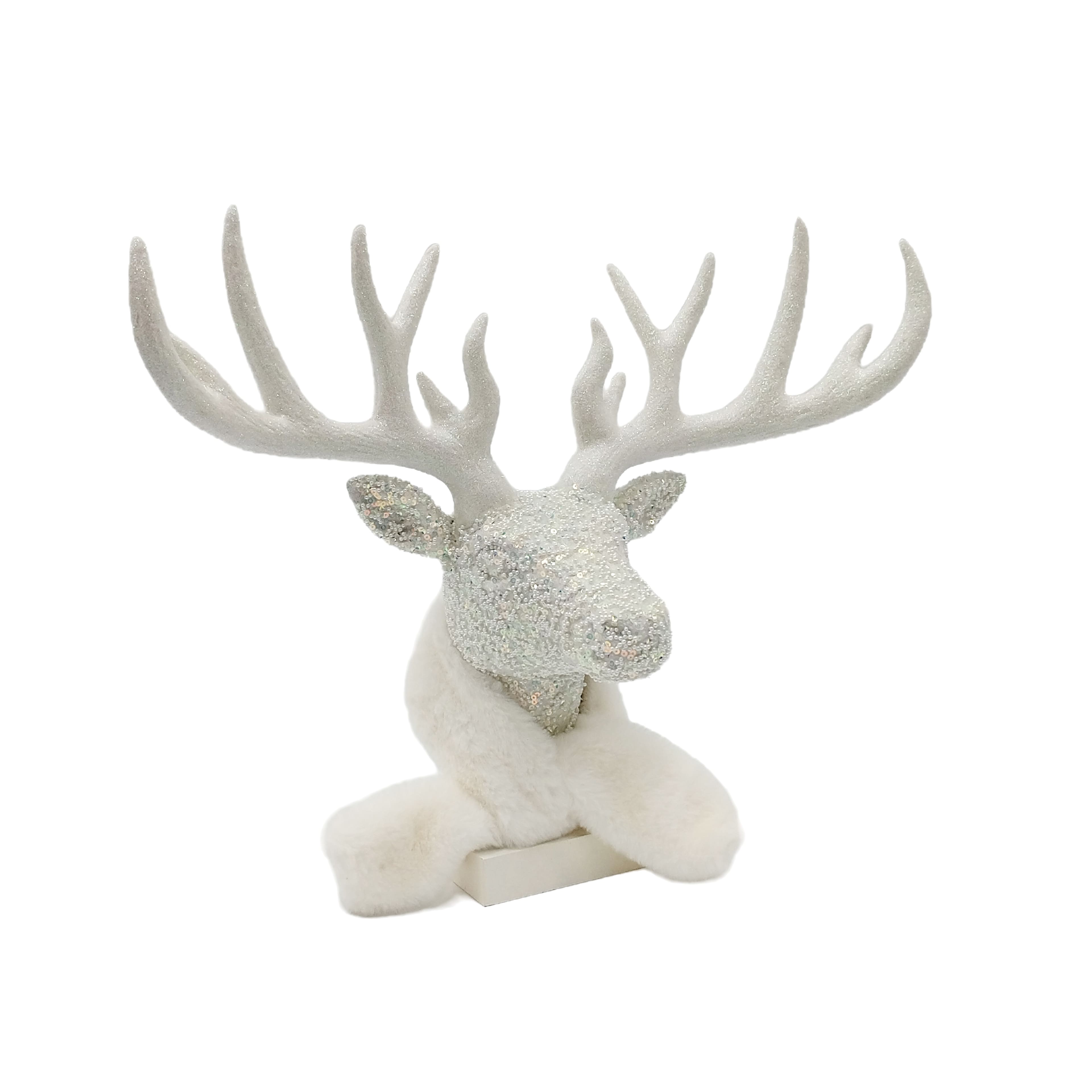 14&#x22; White Reindeer Head with Scarf Tabletop D&#xE9;cor by Ashland&#xAE;