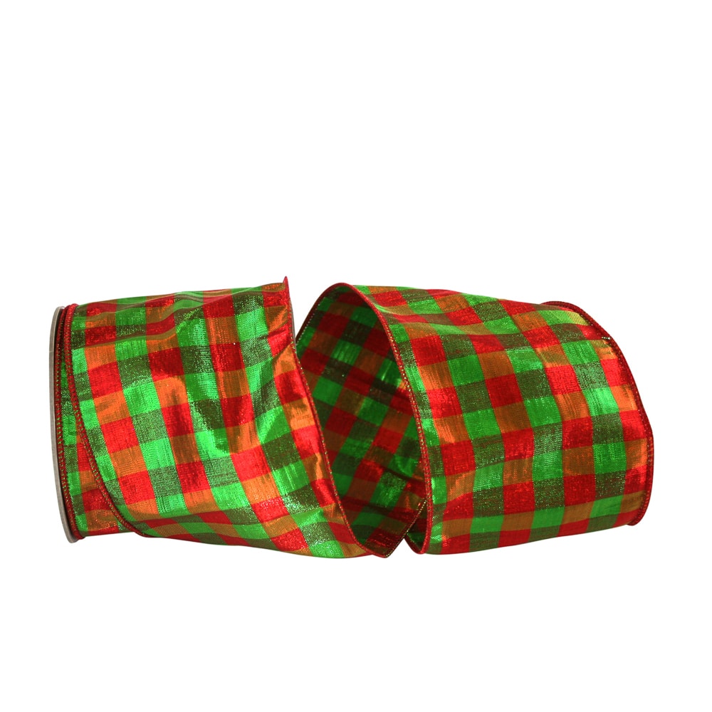 JAM Paper 4&#x22; x 10yd. Metallic Wired Lame Gingham Check Dupioni Ribbon