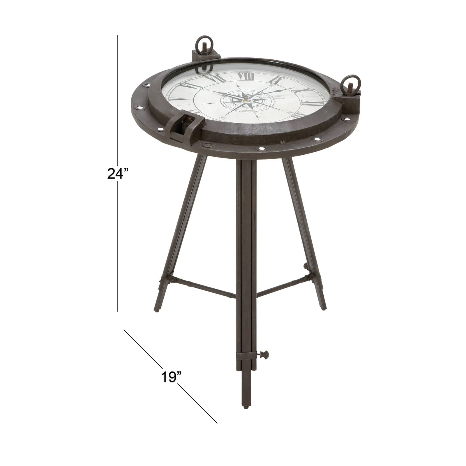 24" Black Metal Industrial Standing Clock Accent