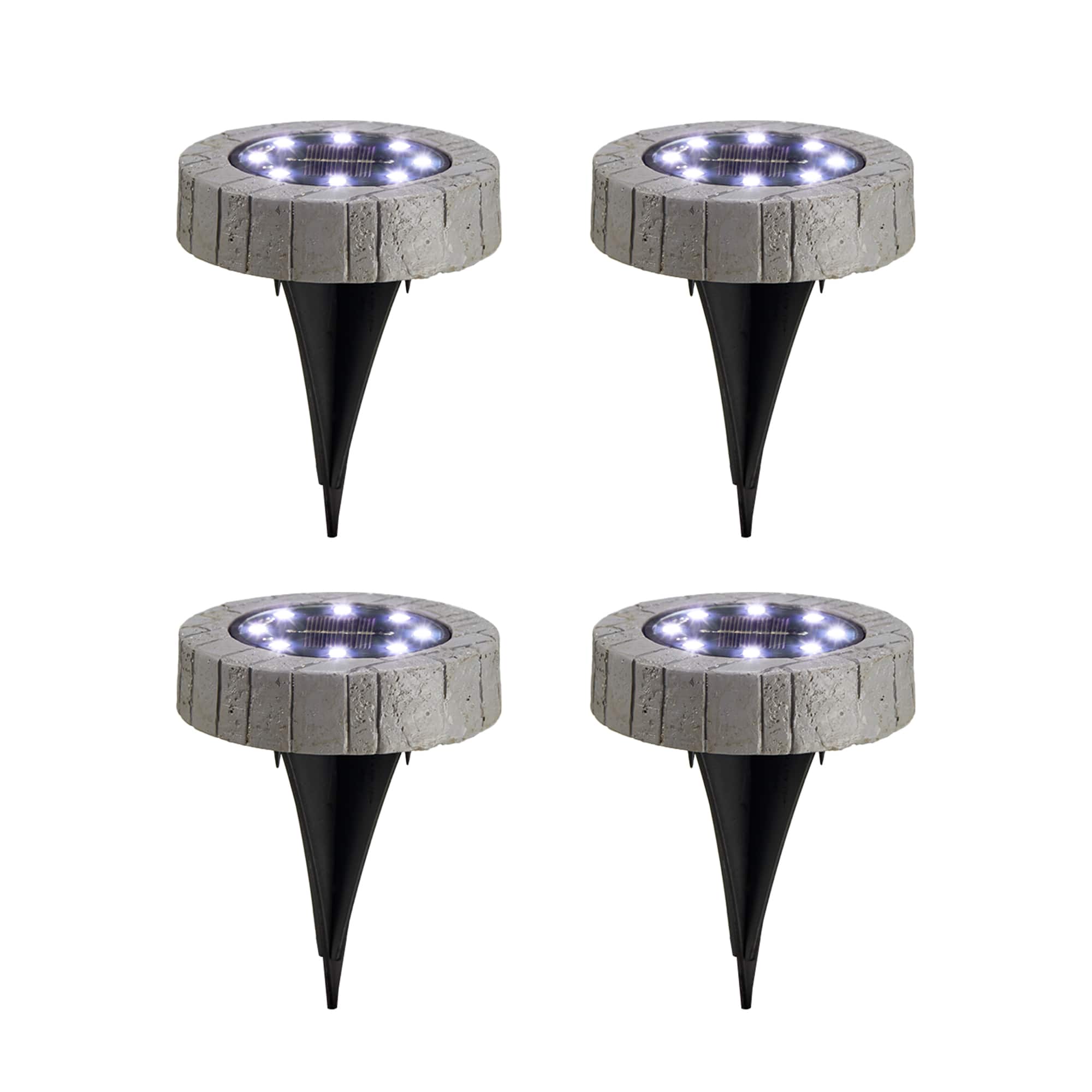 Glitzhome® 5.25" Solar Powered Disk Outdoor Pathway Lights, 4ct.