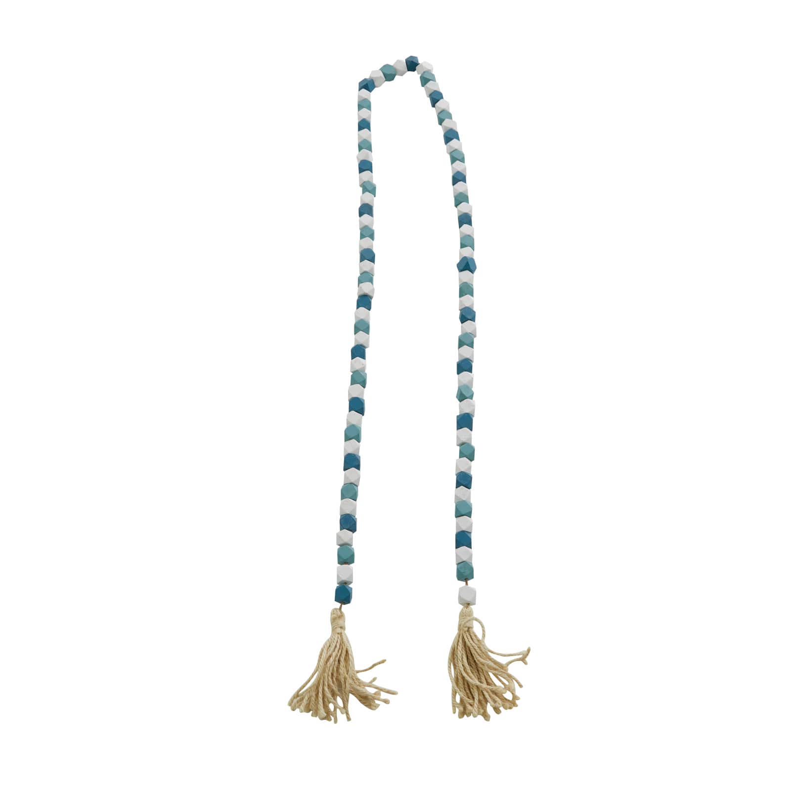 80" Bohemian Mango Wood Beads with Tassels Garland