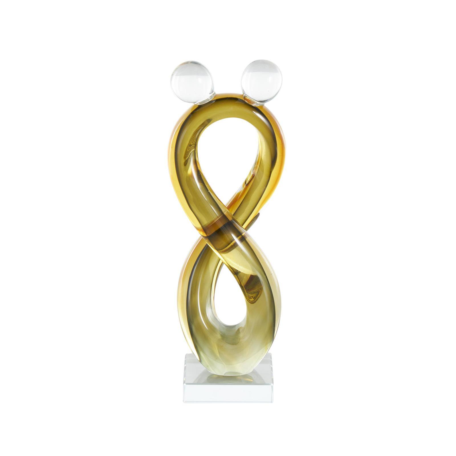 12" Amber Yellow Glass Abstract Infinity Sculpture