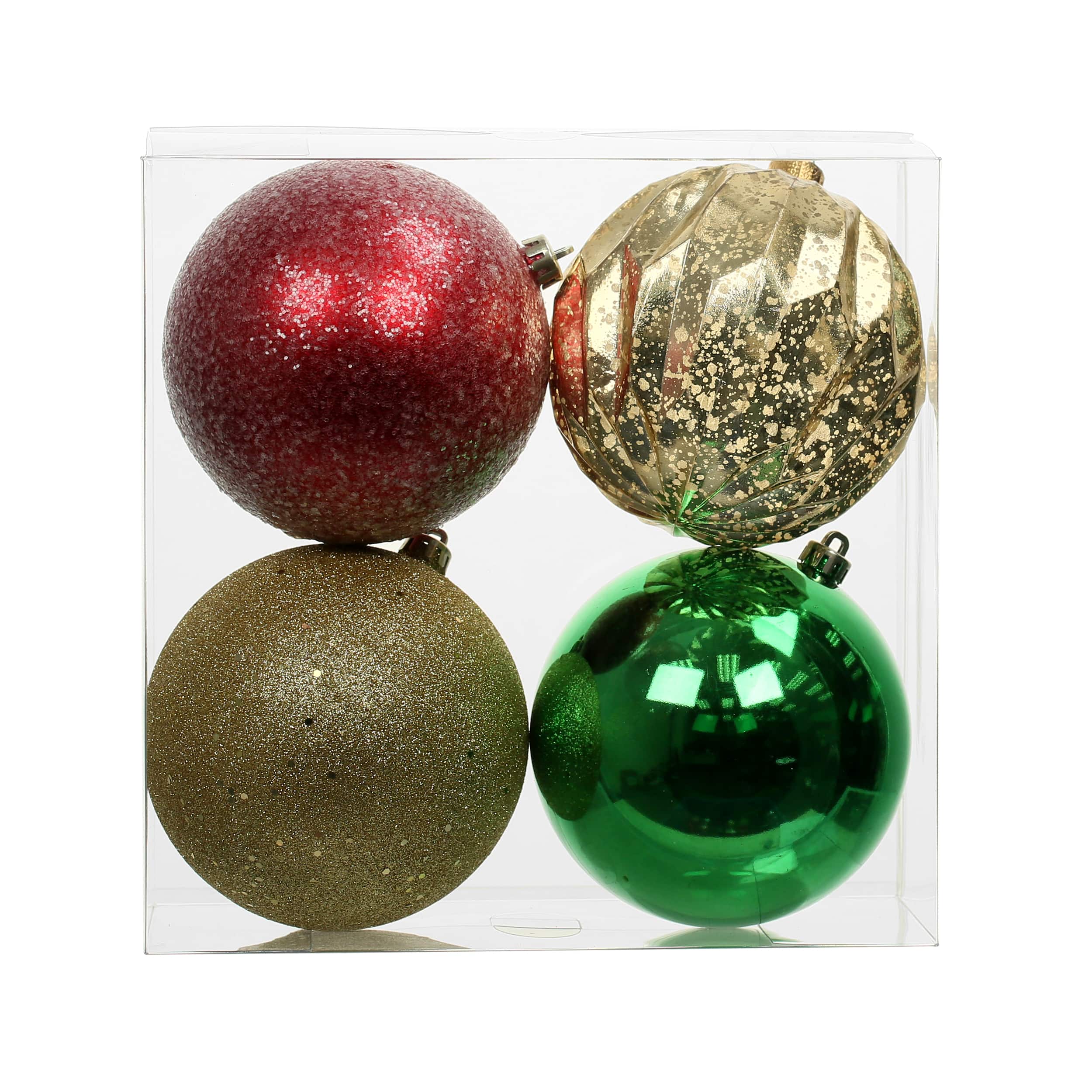 Assorted 4 Pack 4.7&#x22; Red, Green &#x26; Gold Peppermint Lane Shatterproof Ball Ornaments, 1pc. by Ashland&#xAE;
