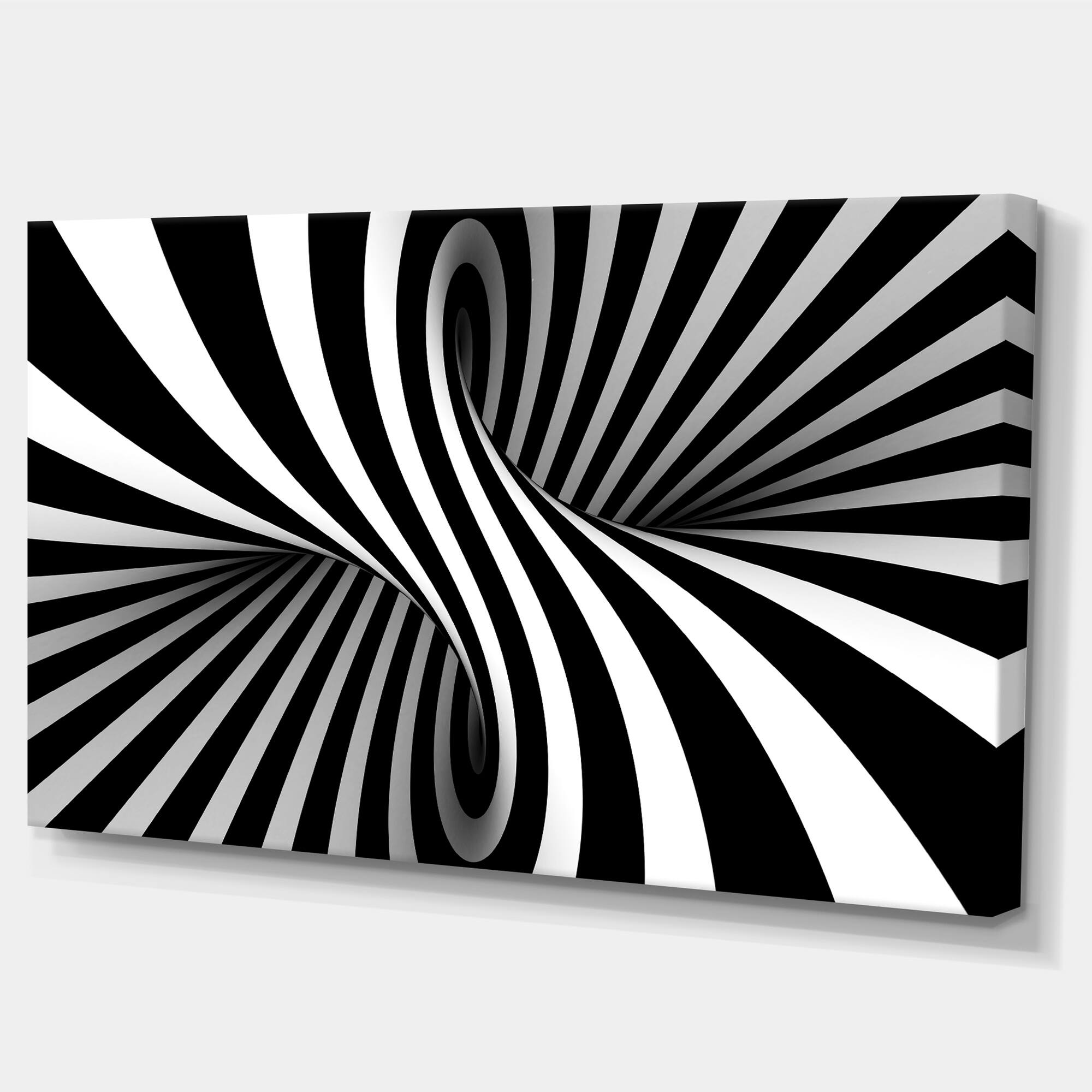 Designart - Black and White Spiral - Abstract Canvas Art Print