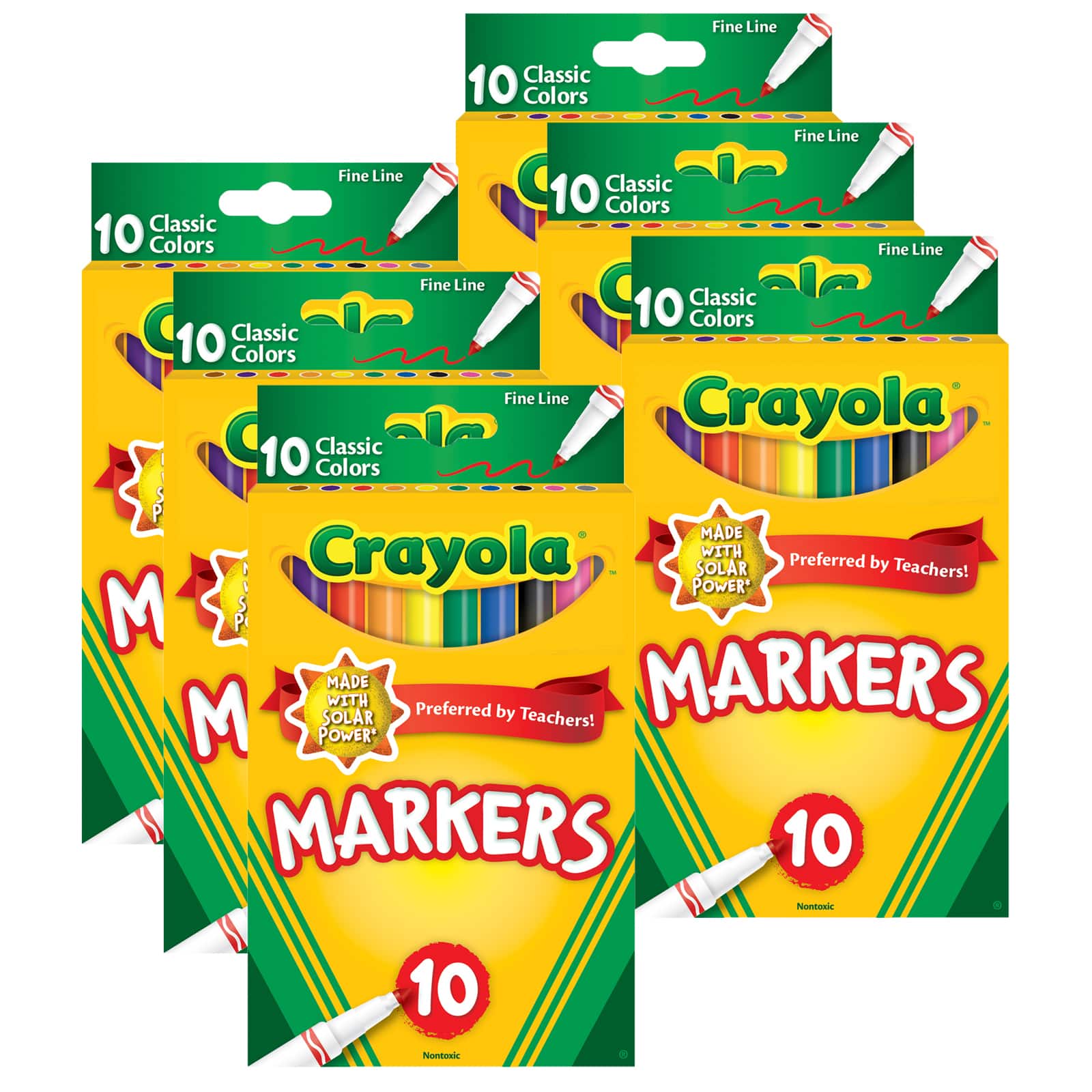 Crayola® Classic Colors Fine Line Markers, 6 Packs of 10