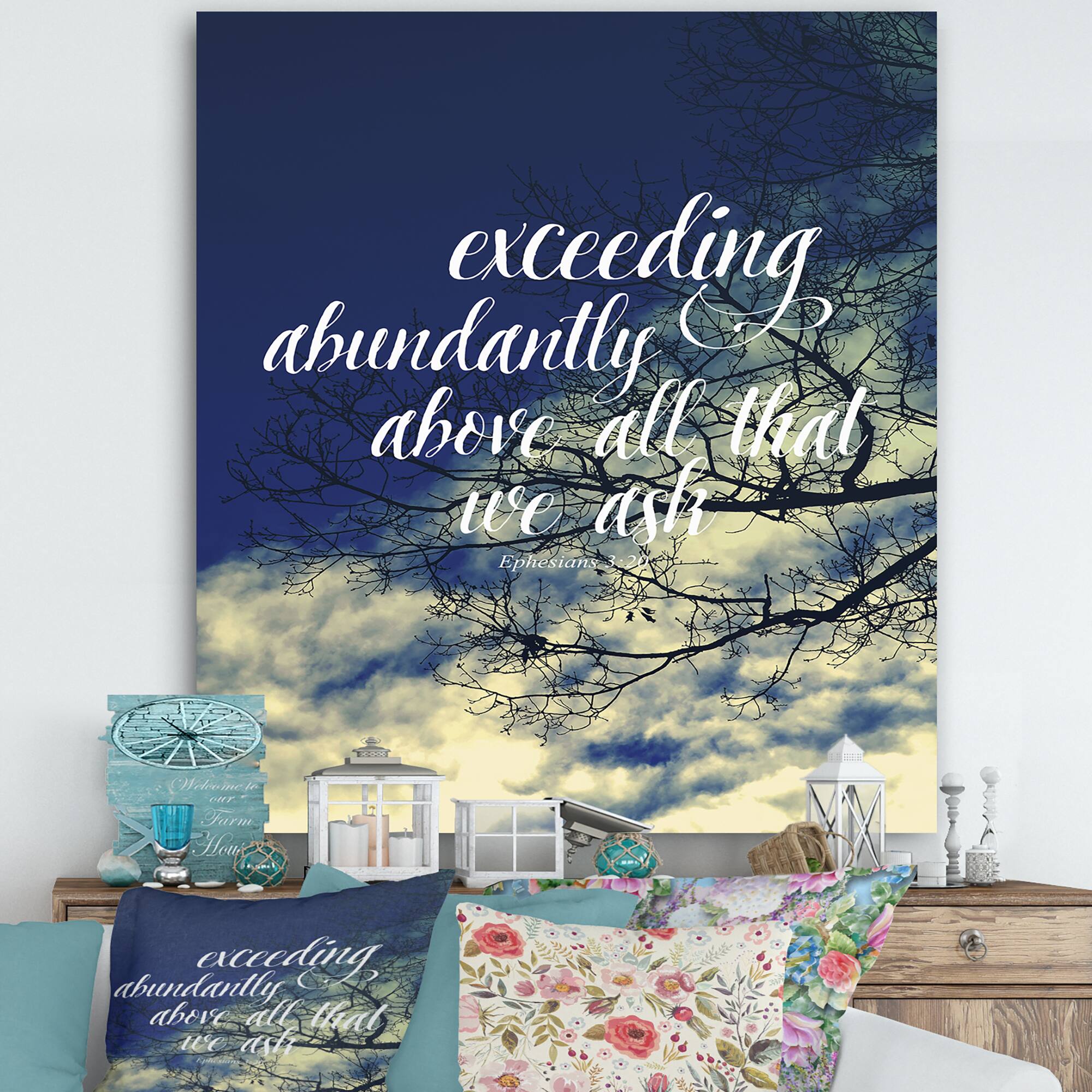 Designart - Bible Quote Ephesians 3:20 - Cottage Premium Canvas Wall Art