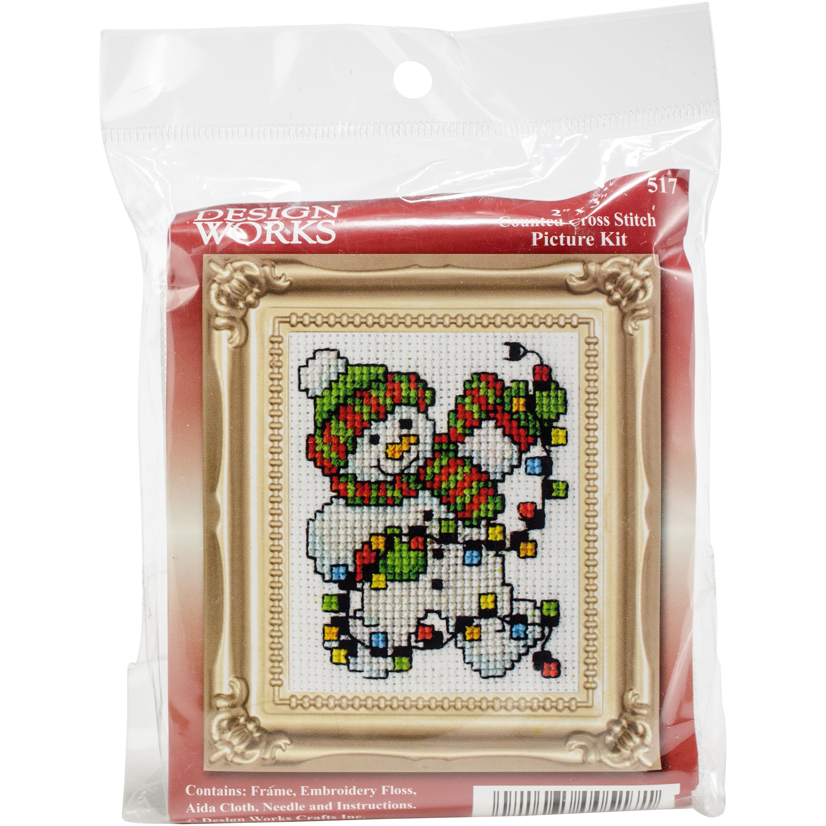 Design Works Snowman Lights Mini Counted Cross Stitch Kit