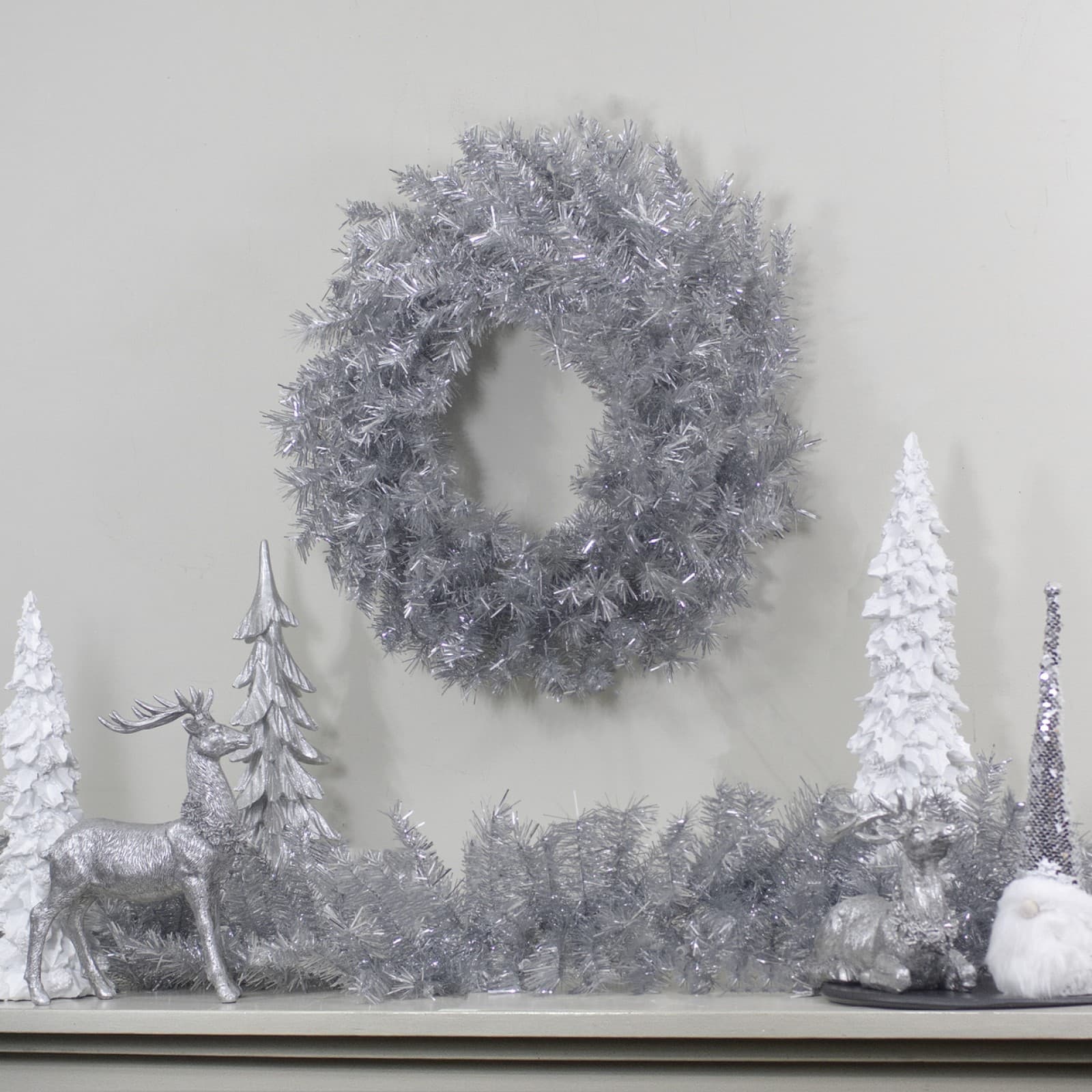 9ft. Silver Artificial Christmas Tinsel Garland