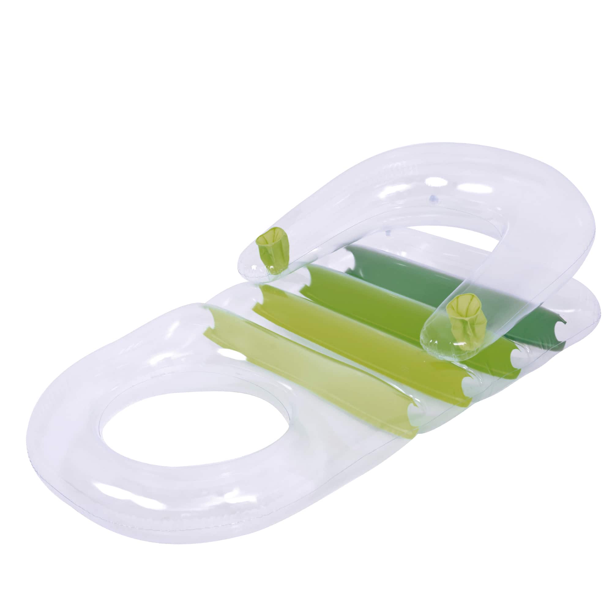 59" Green Transparent Inflatable Pool Lounger with Cup Holders