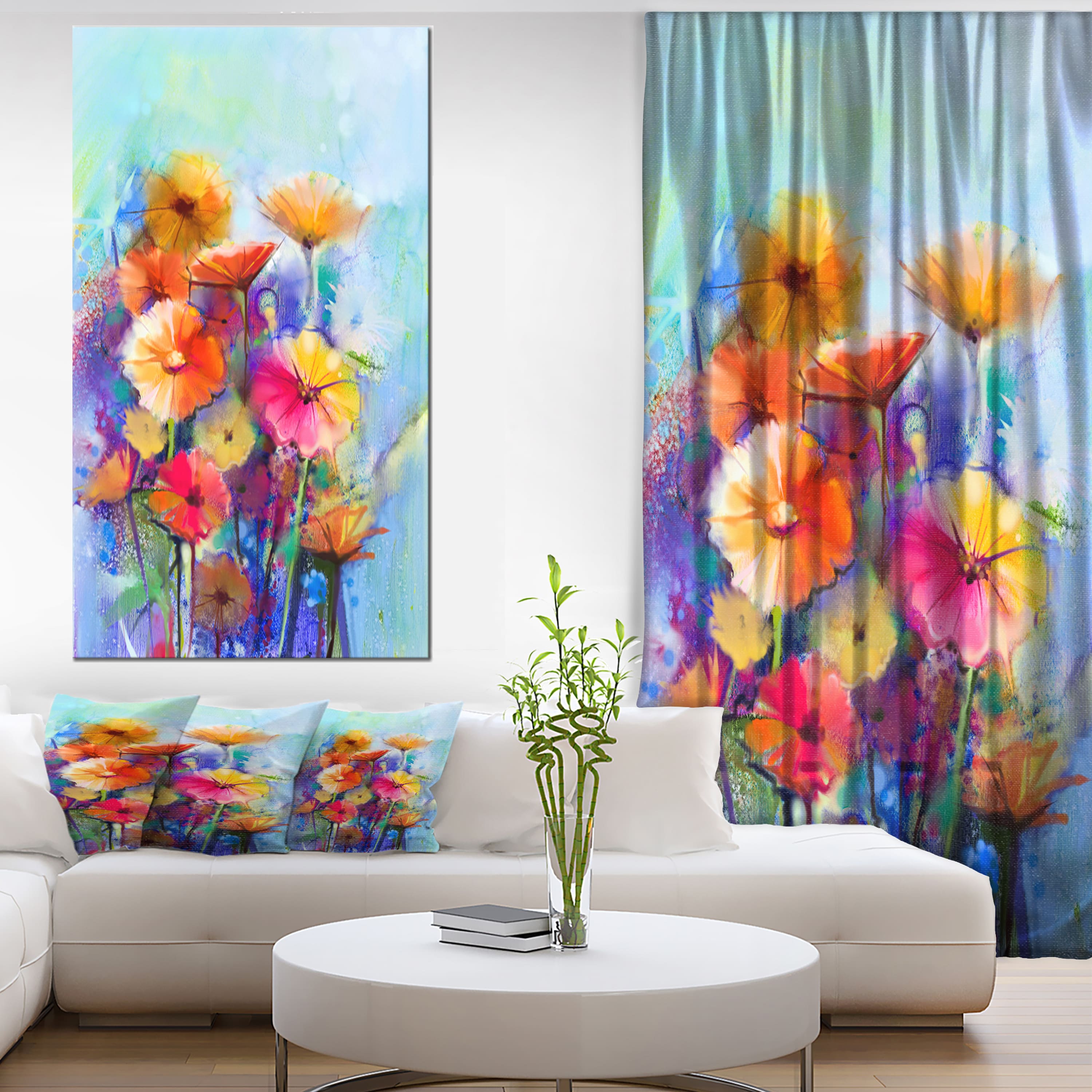 Designart - Abstract Floral Watercolor Painting - Large Floral Canvas Art Print