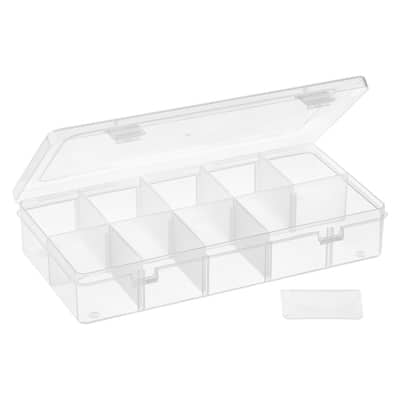 BENECREAT 3 Packs 24 Grids Large Transparent Plastic Storage Box Organizer  with Adjustable Dividers for Beads, Jewelry and Other Craft Accessories 