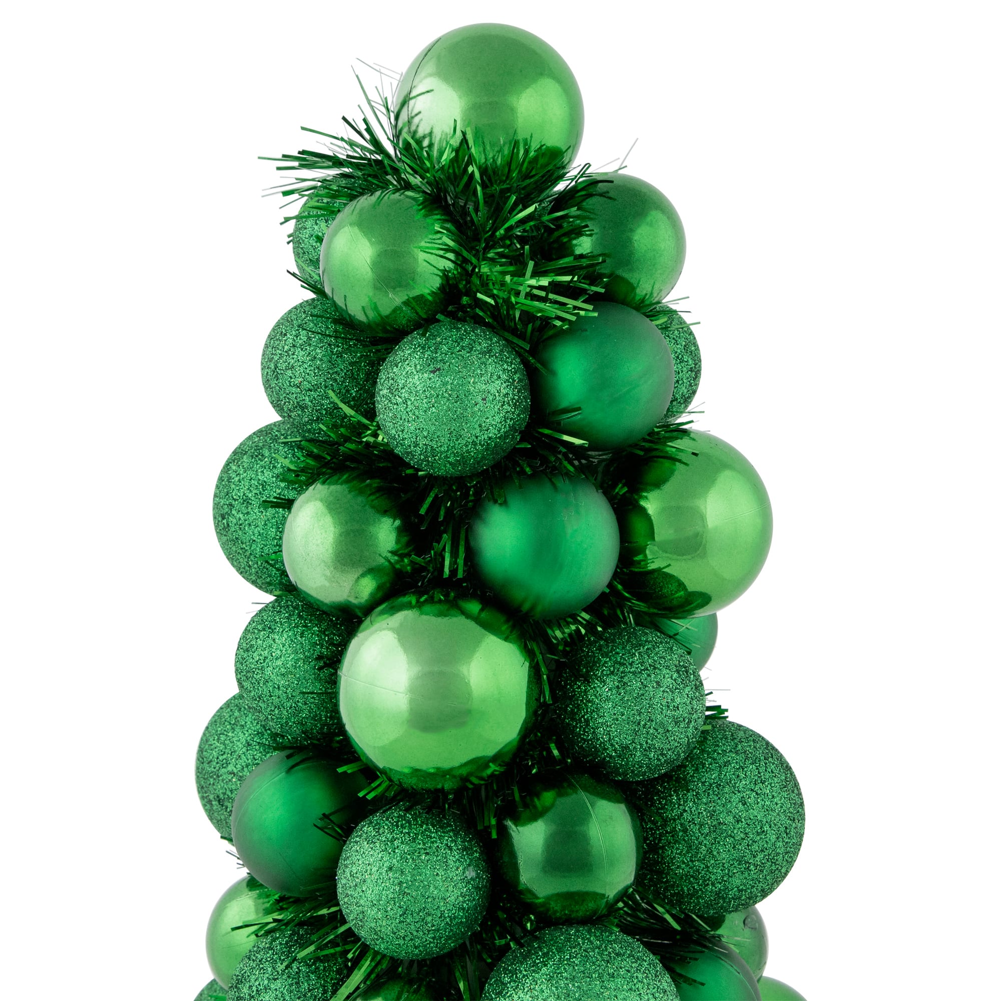 15.75" 3-Finish Shatterproof Ball Christmas Tree with Tinsel