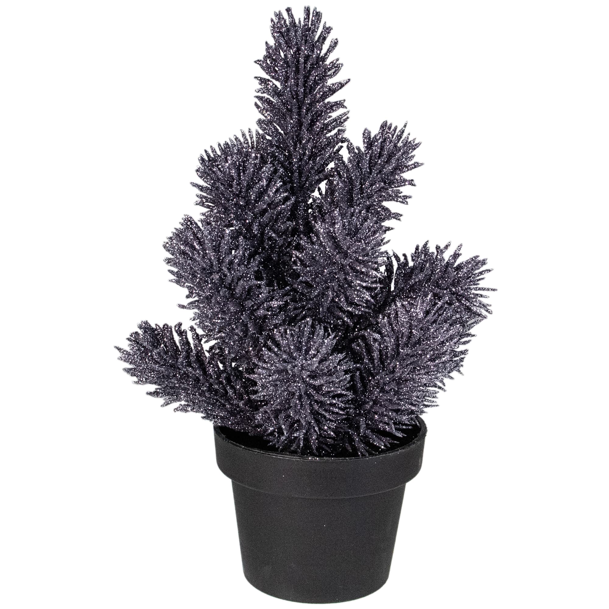 8.5" Unlit Metallic Glitter Mini Pine Artificial Potted Christmas Tree