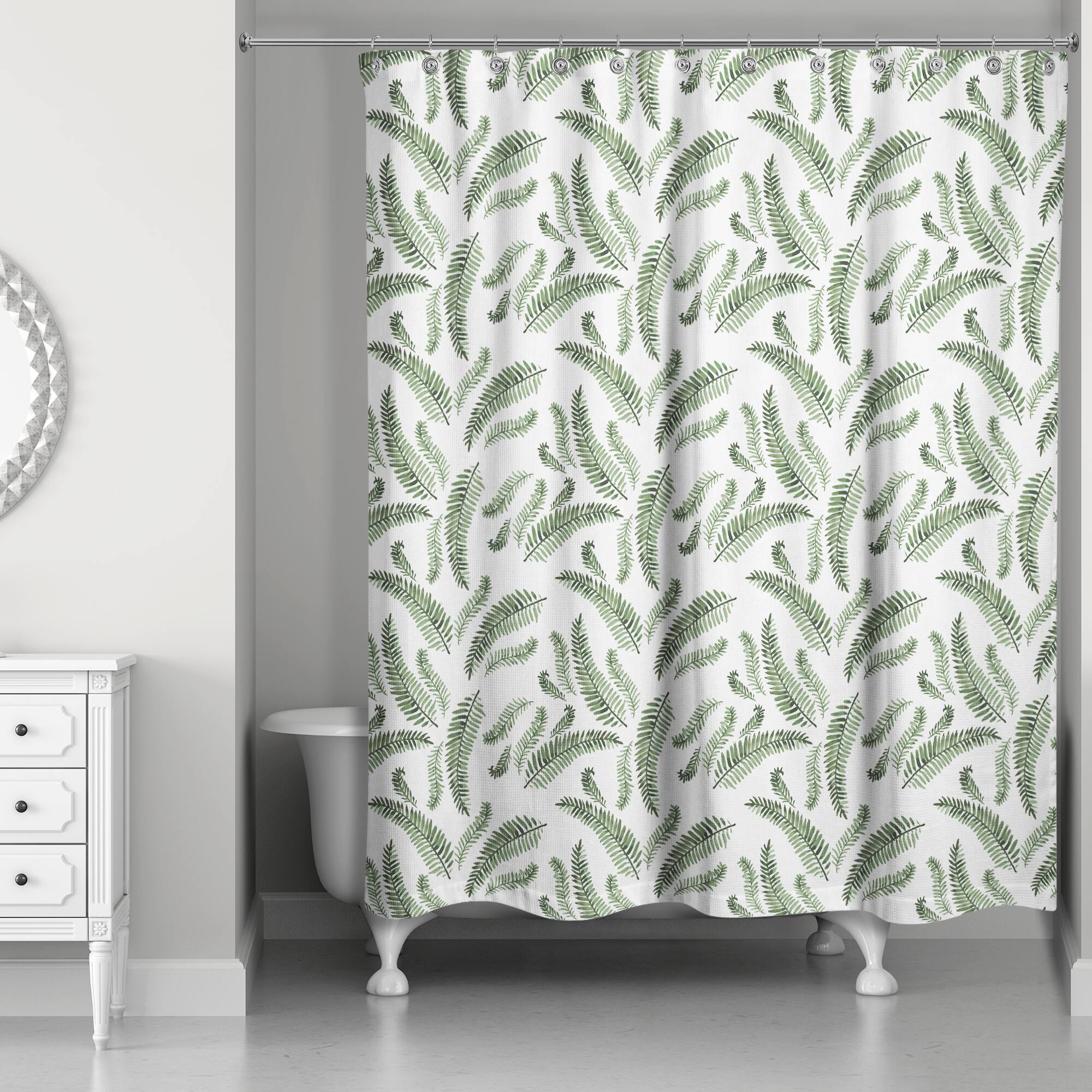 Green Fern Pattern 71&#x22; x 74&#x22; Shower Curtain