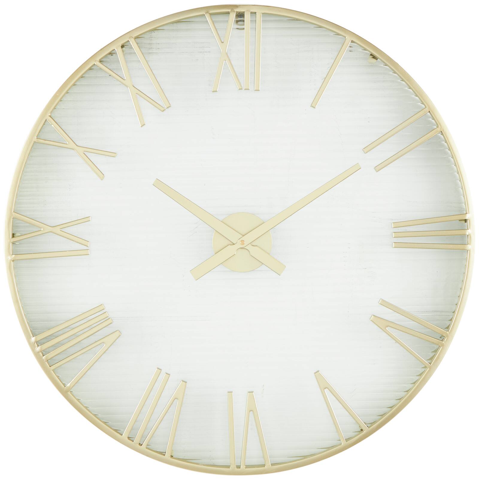 28" Gold Metal Wall Clock with Clear Glass Face