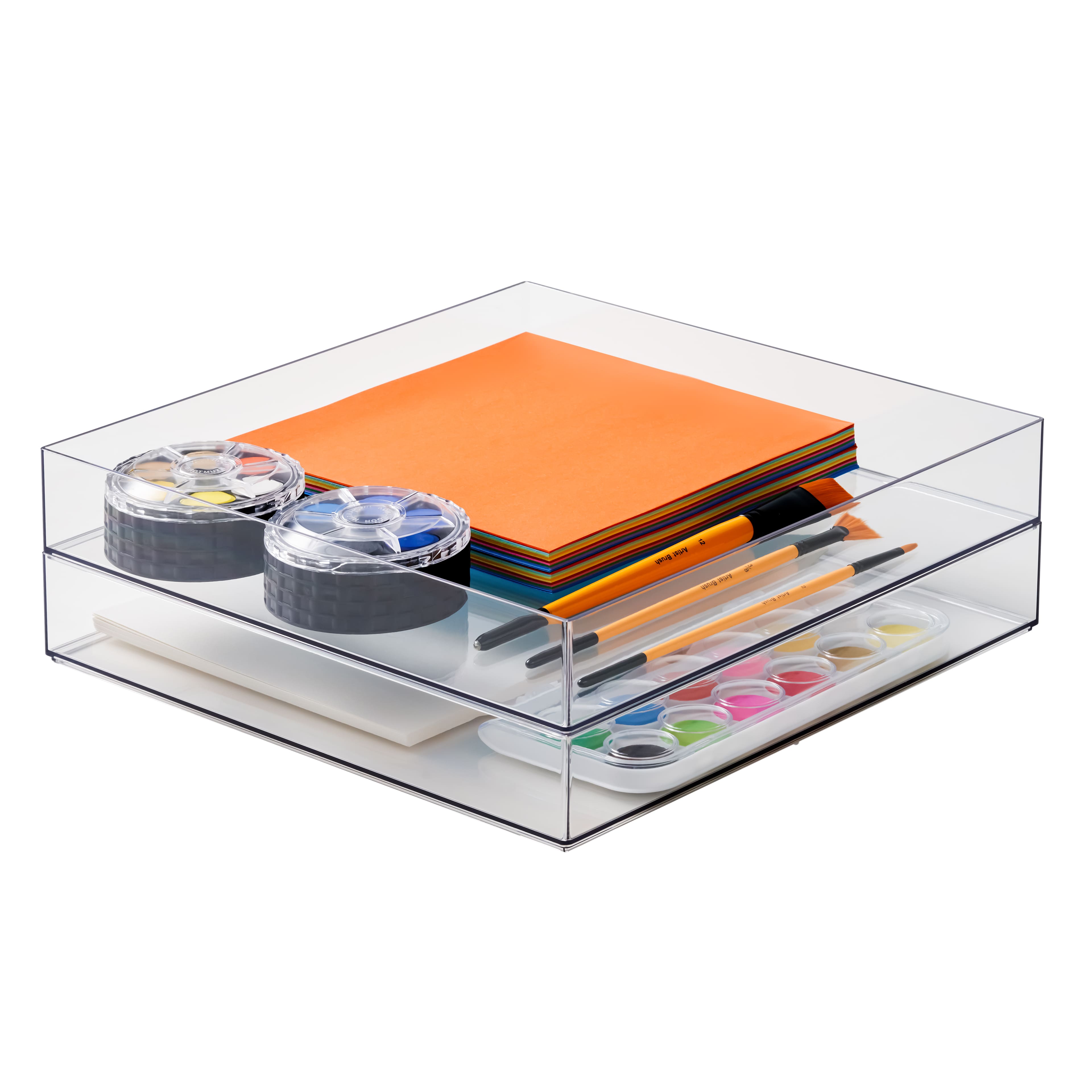 12&#x22; x 12&#x22; Clear Stackable Storage Tray by Simply Tidy&#x2122;