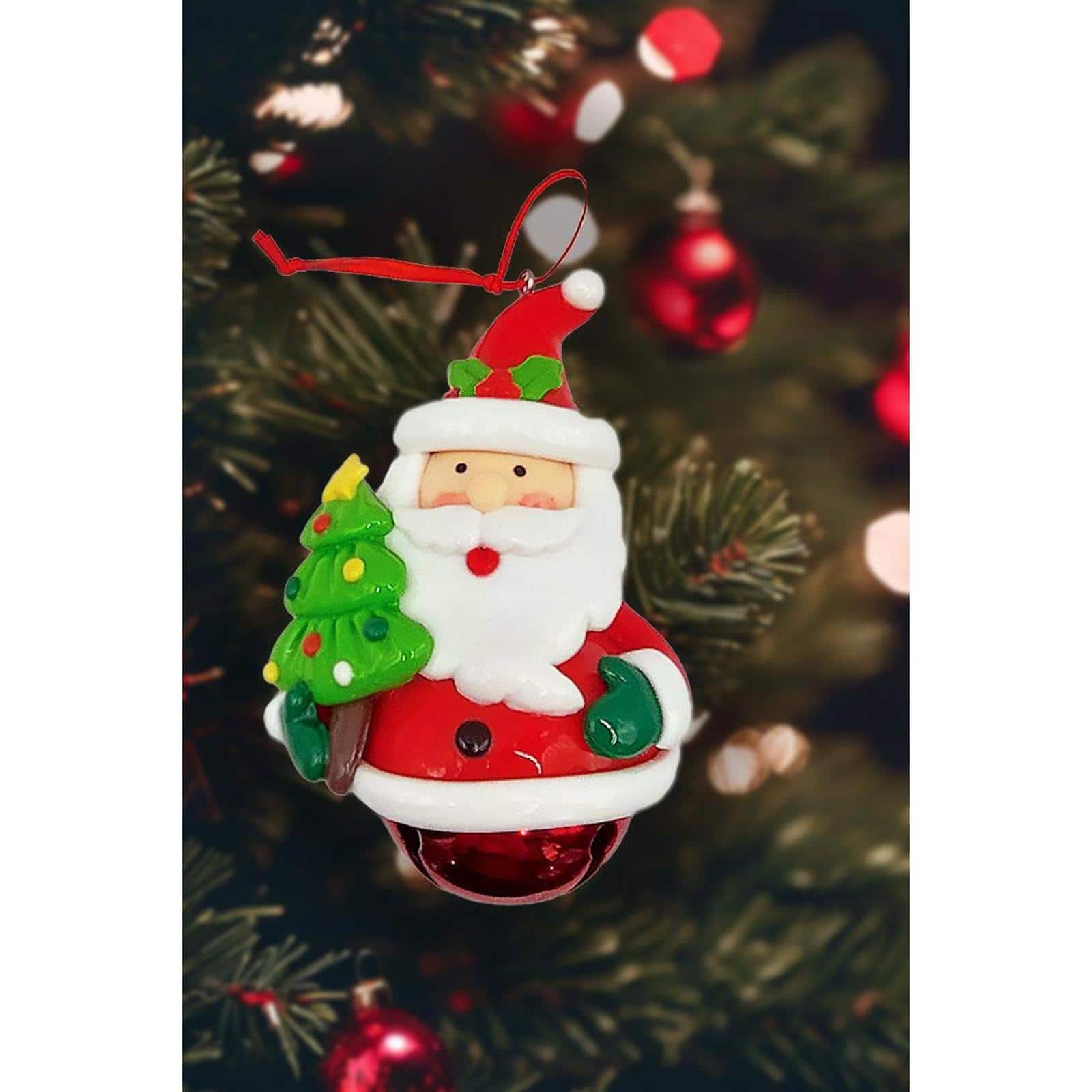 Wizardi 4" Glossy Gingerbread Santa Christmas Ornament