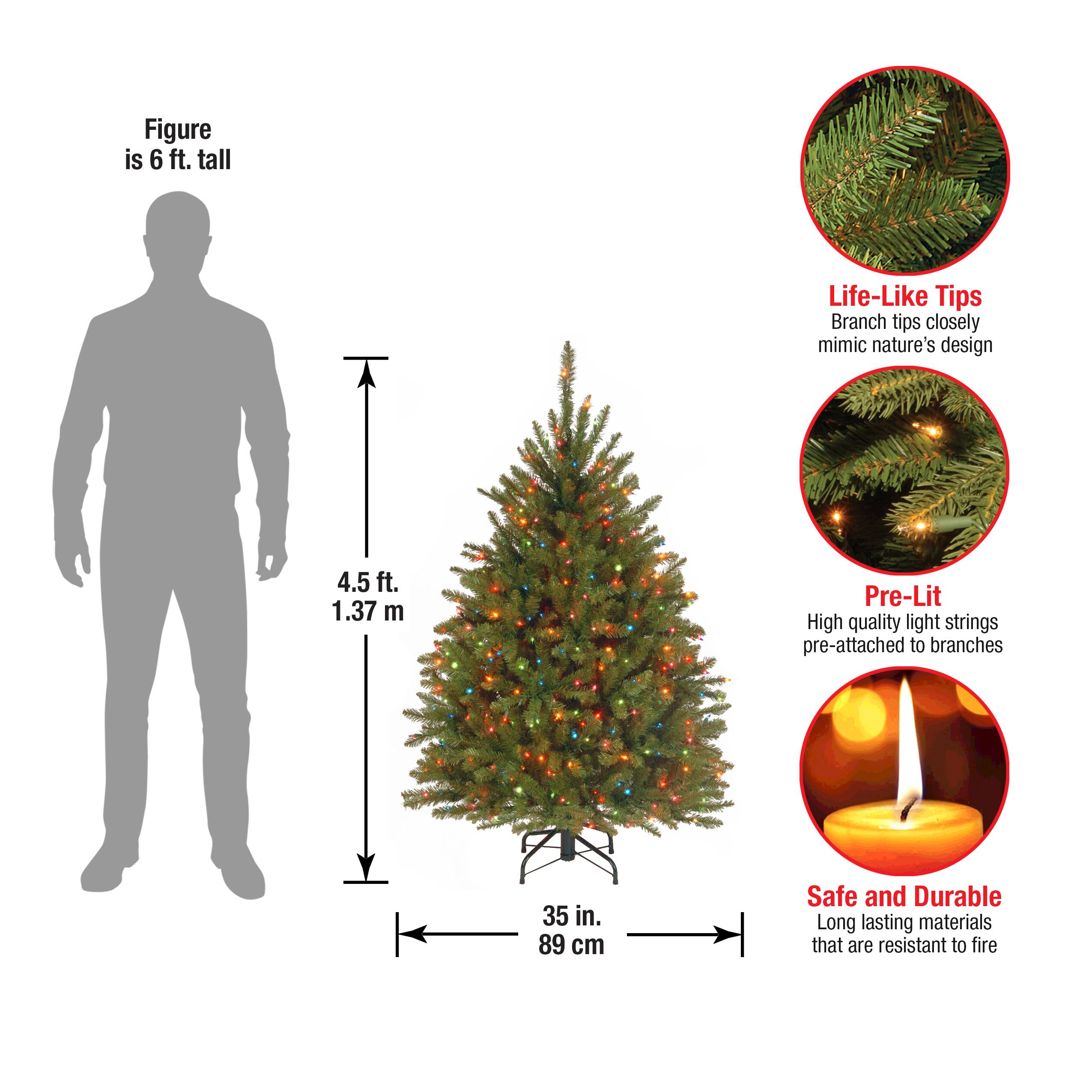 4.5 ft. Pre-Lit Dunhill&#xAE; Fir Full Artificial Christmas Tree, Multicolor Lights