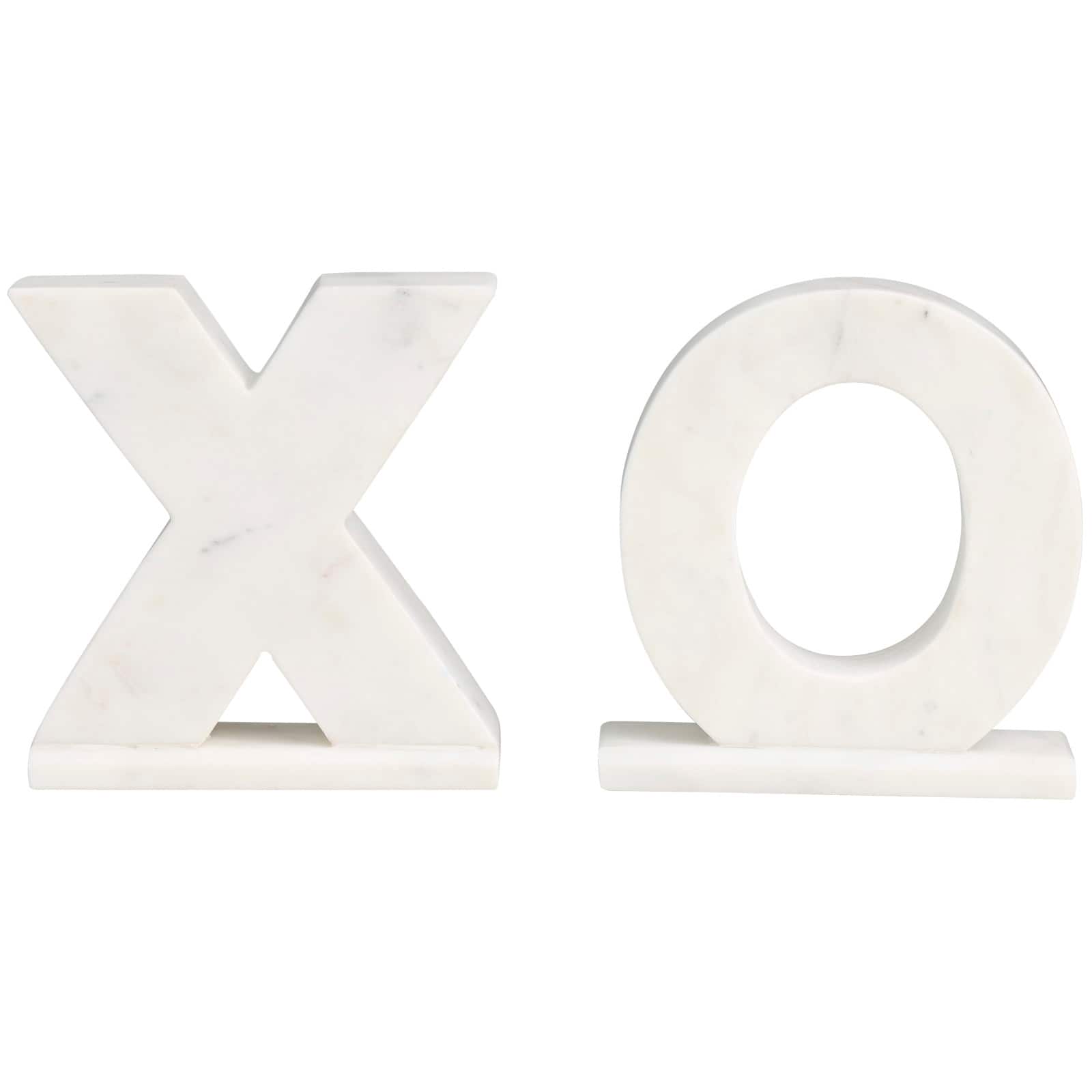 Marble X &#x26; O Bookends Set