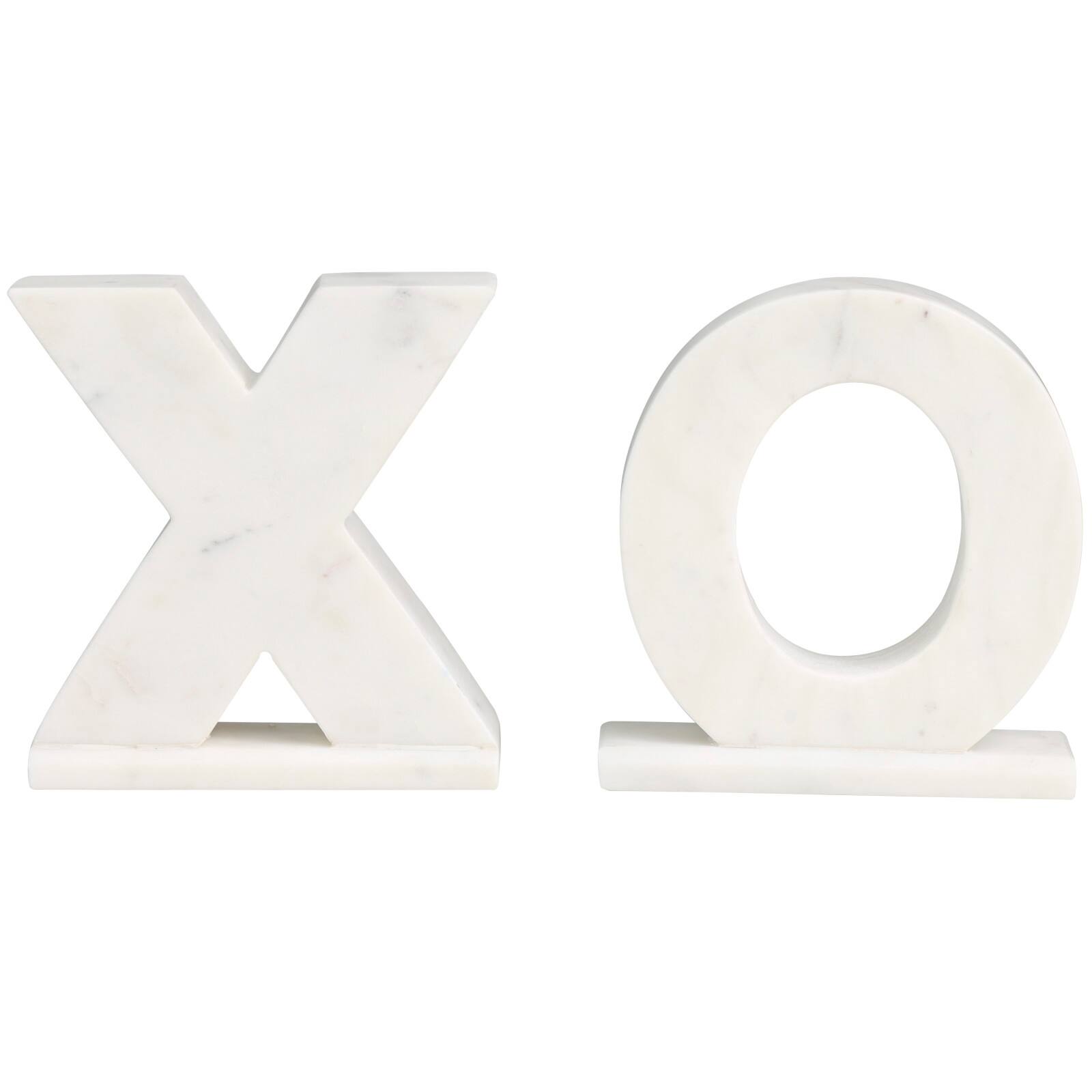 Marble X & O Bookends Set