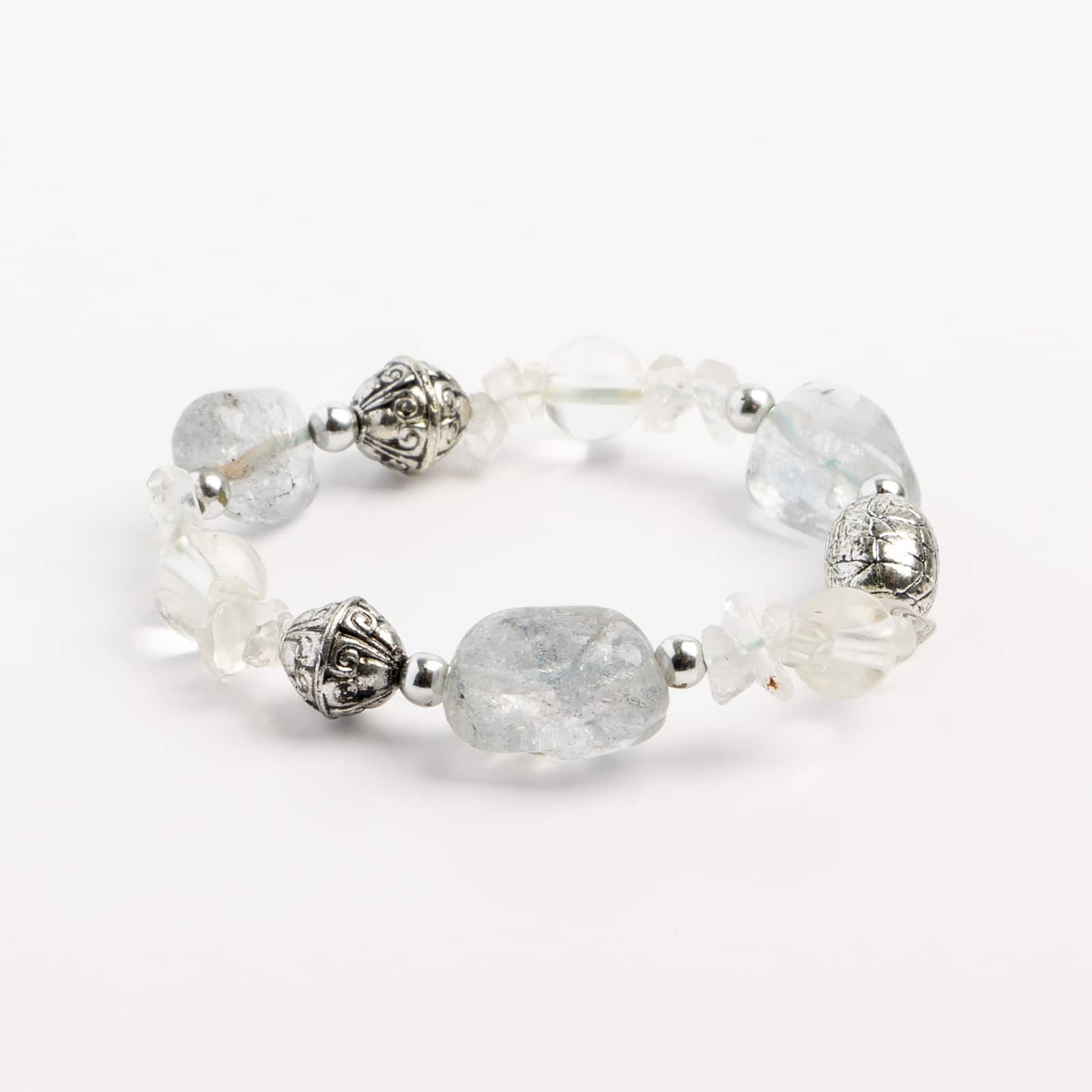 John Bead Crystal Quartz Clear Natural Stone Bracelet