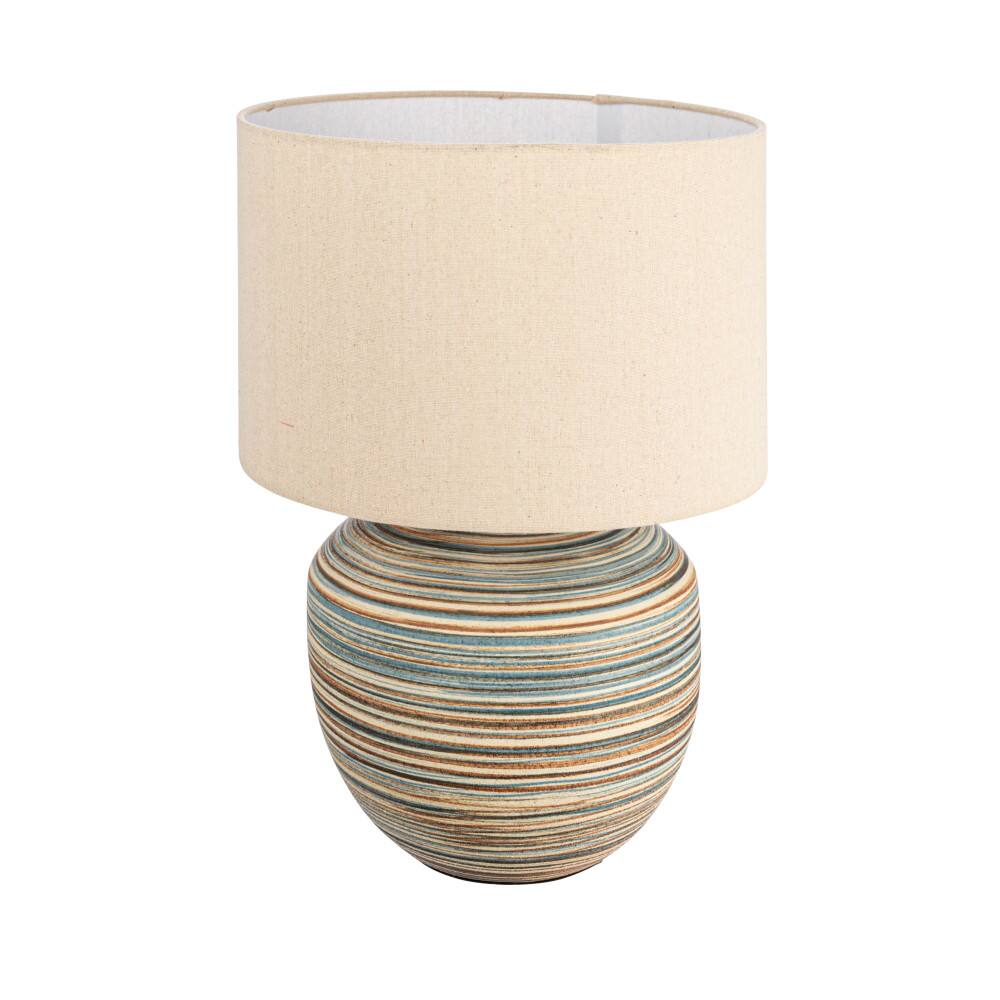 Hello Honey&#xAE; 20&#x22; Multicolor Stoneware Table Lamp with Stripes and Linen Shade