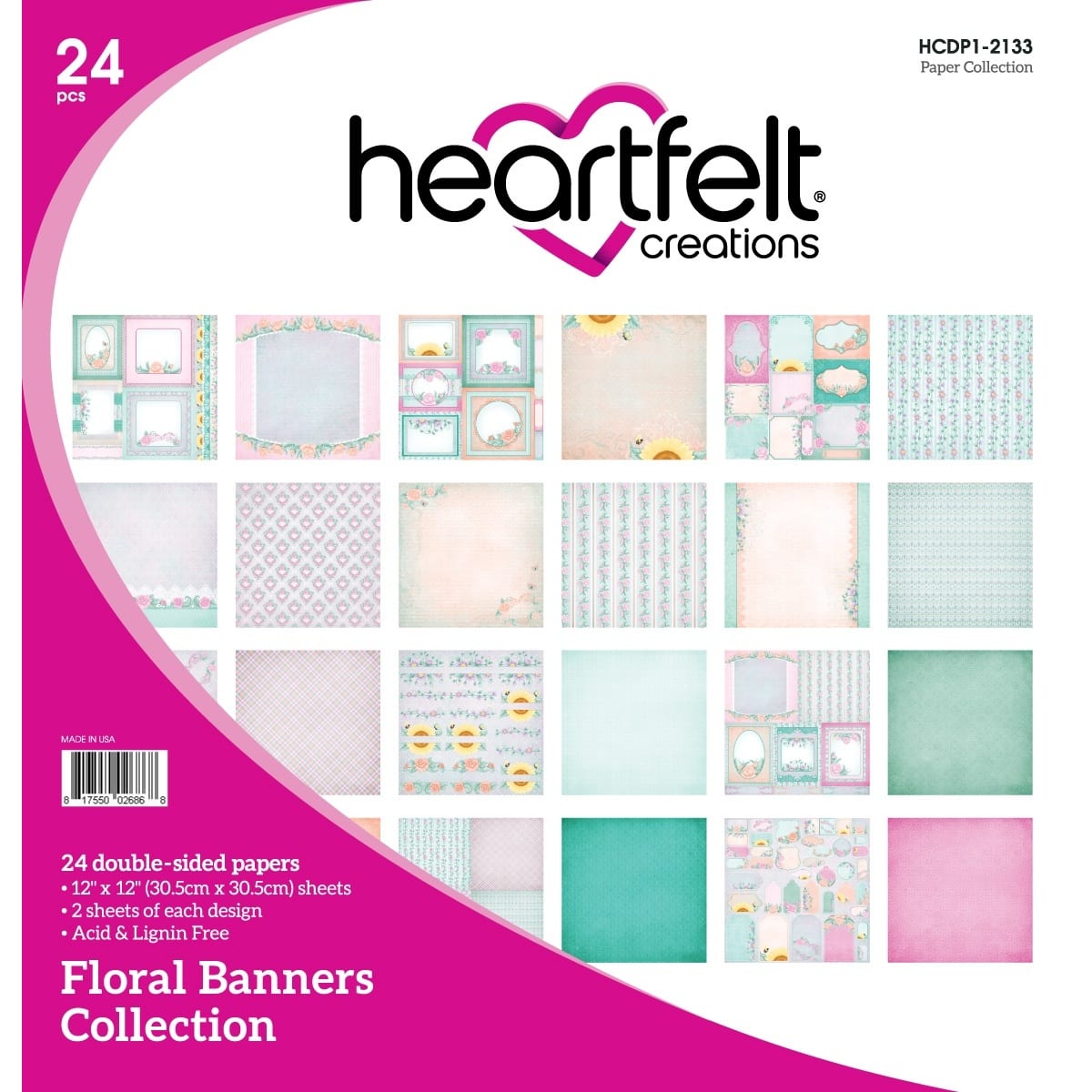 Heartfelt Creations&#xAE; Floral Banners Double-Sided Paper Pad, 12&#x22; x 12&#x22;