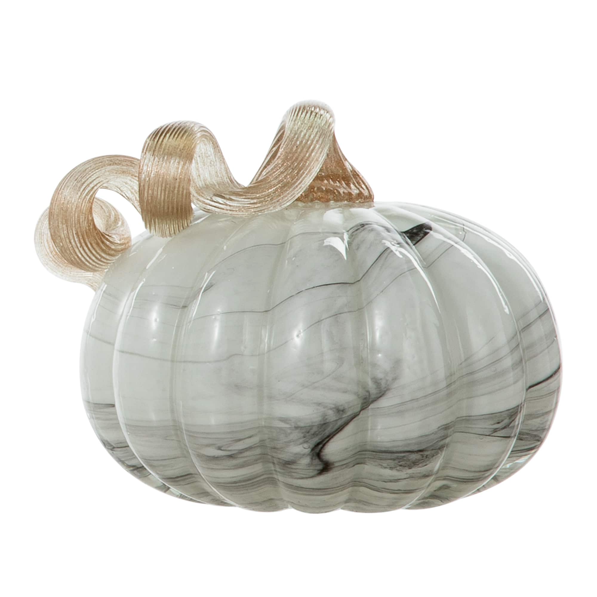 Glitzhome® Small Marble Glass Pumpkin, Gray