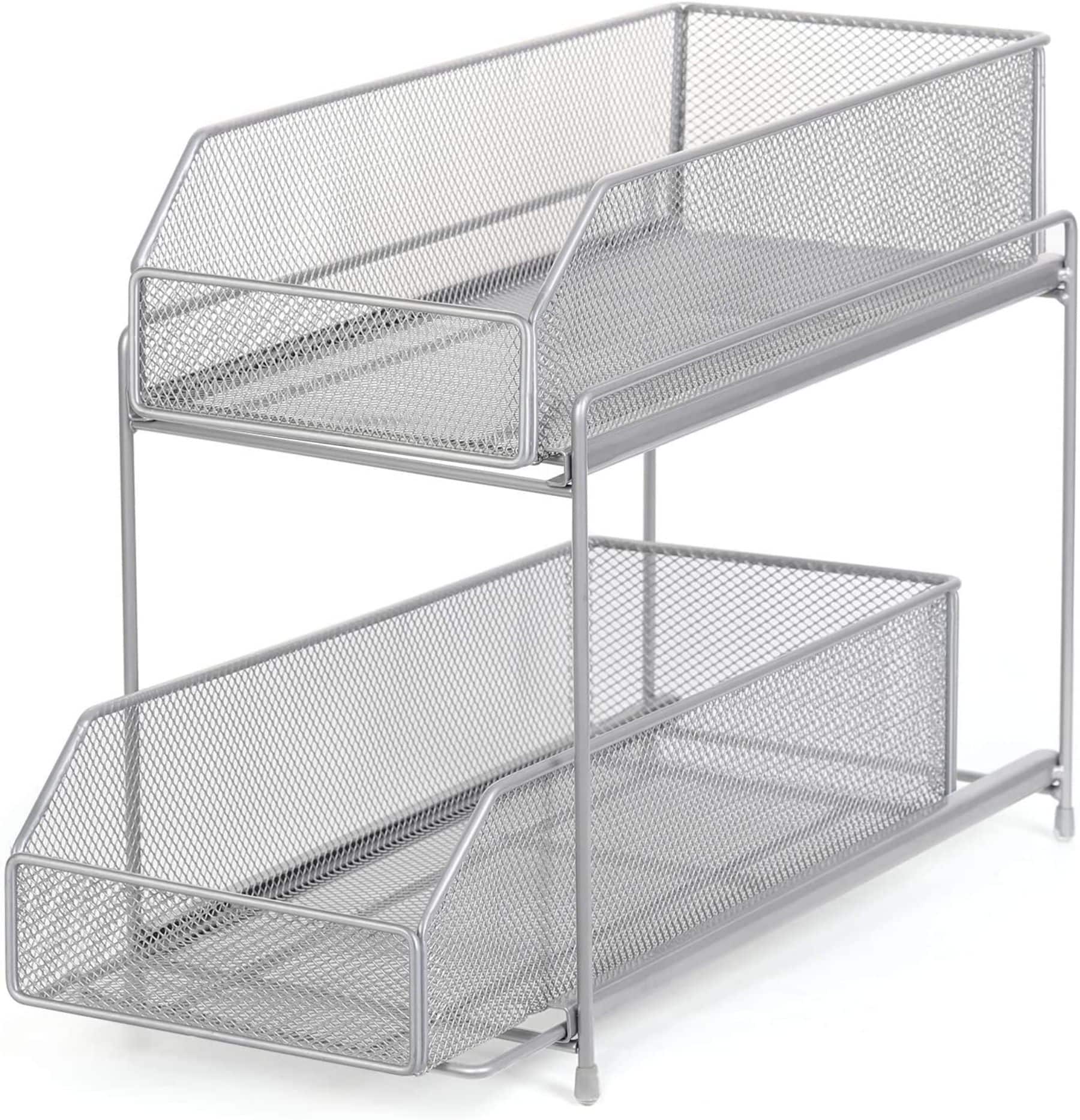 NEX™ Silver 2-Tier Sliding Basket Drawer Organizer