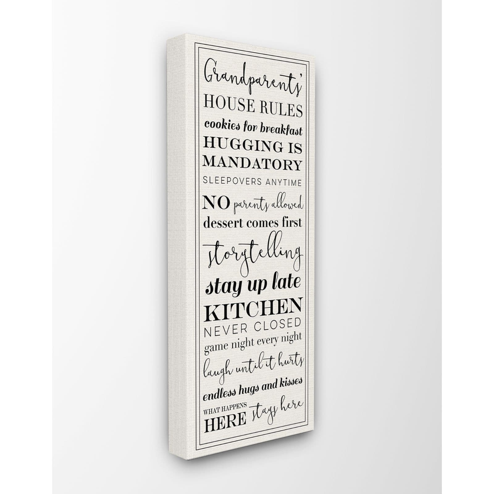Stupell Industries Grandparents House Rules Canvas Wall Art