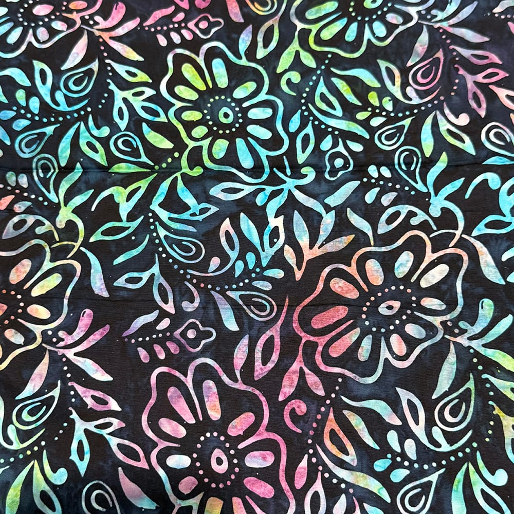 Feldman Batik Navy Rainbow Stamp Large Floral Cotton Fabric