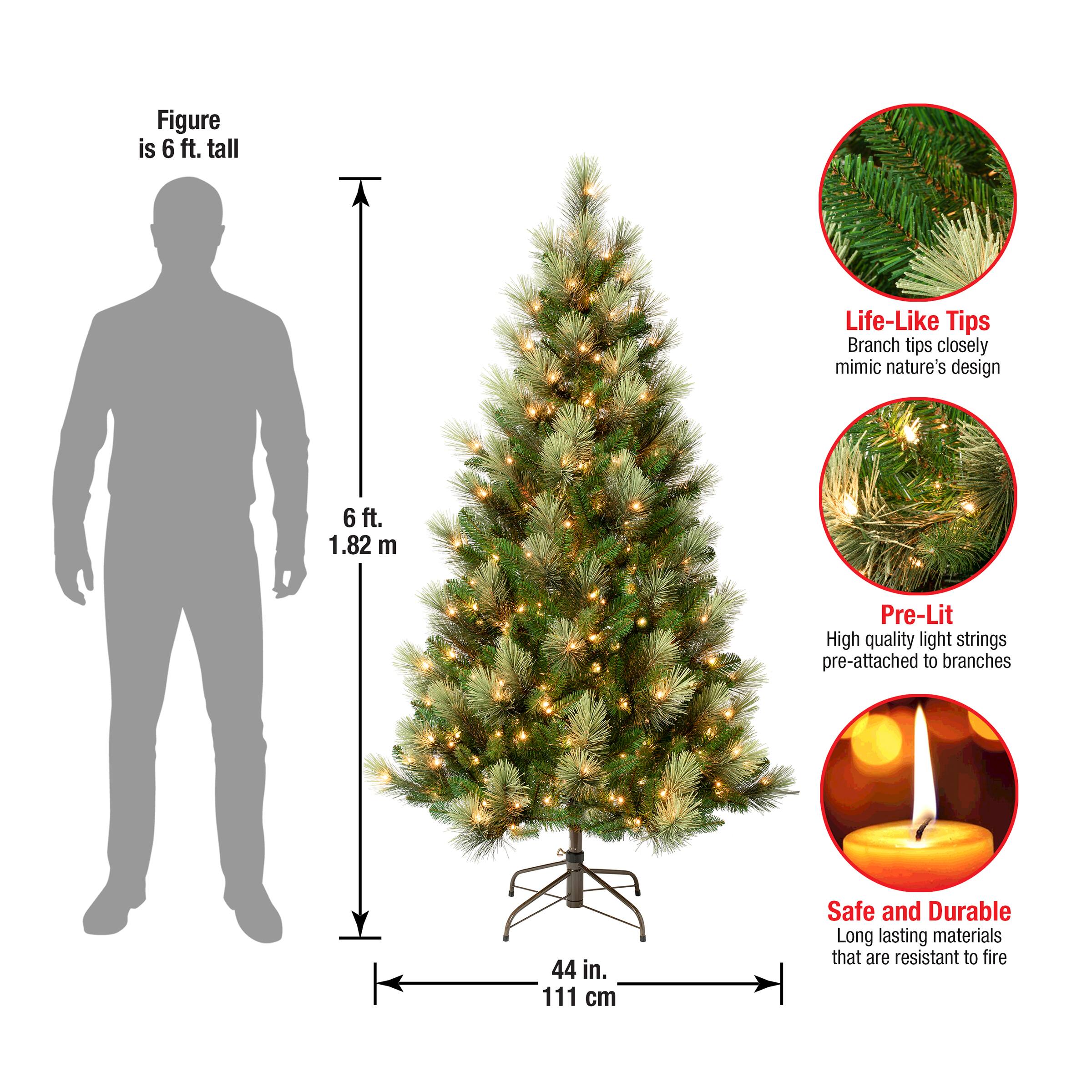 6ft. Pre-Lit Charleston Pine Artificial Christmas Tree, Clear Lights