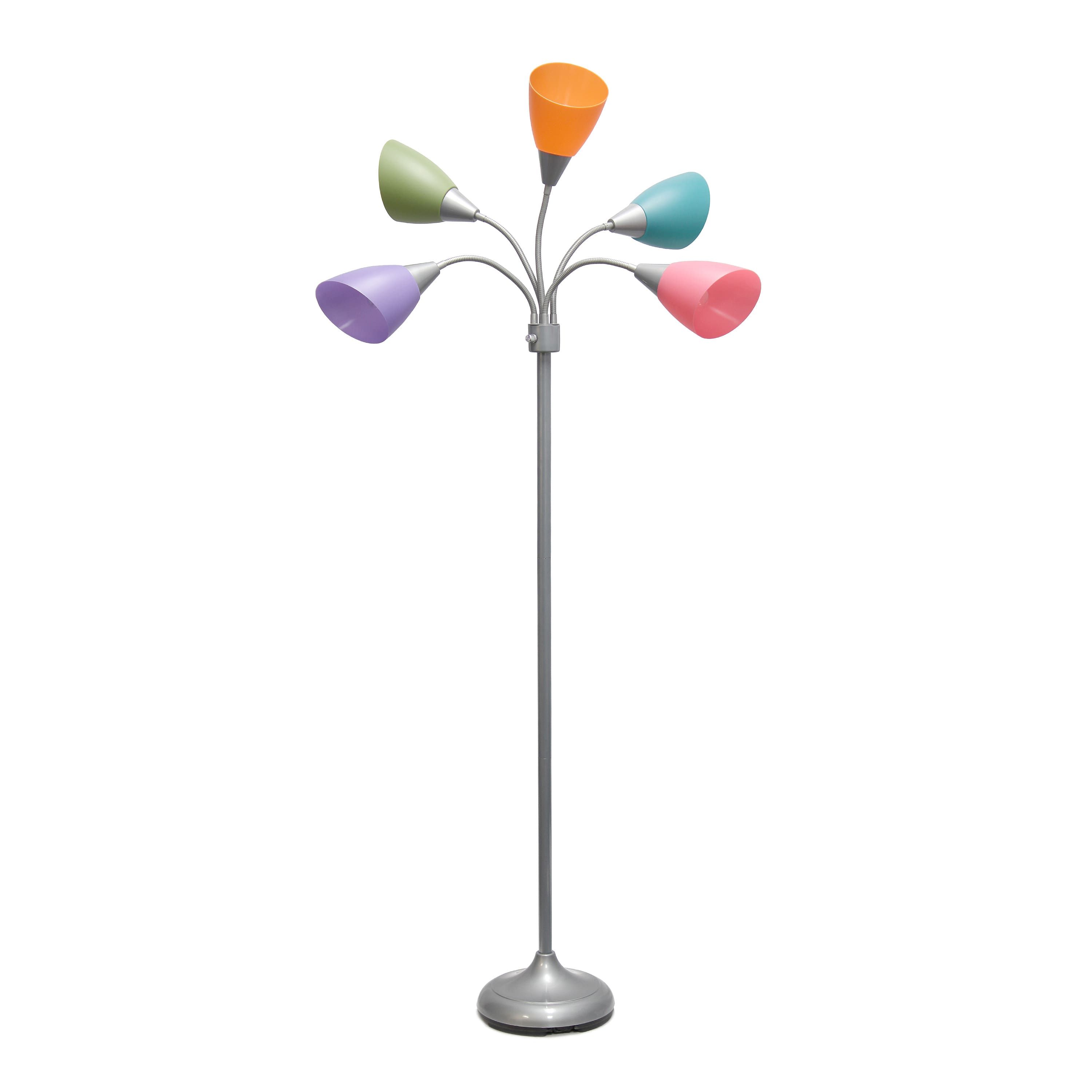 Simple Designs™ 5.6ft. 5-Light Gooseneck Silver Floor Lamp