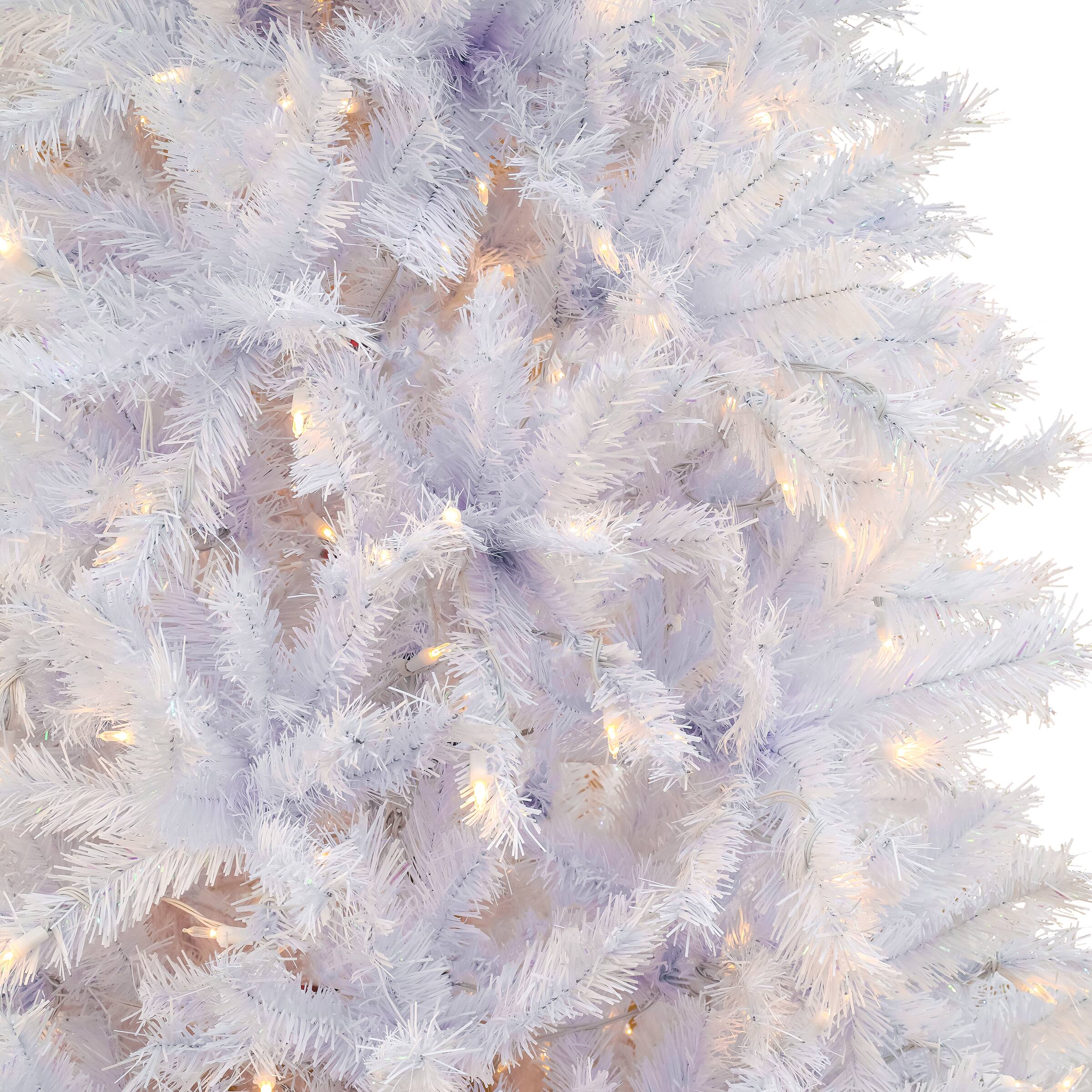 6.5ft. Pre-Lit White Artificial Christmas Tree, Warm White LED Lights