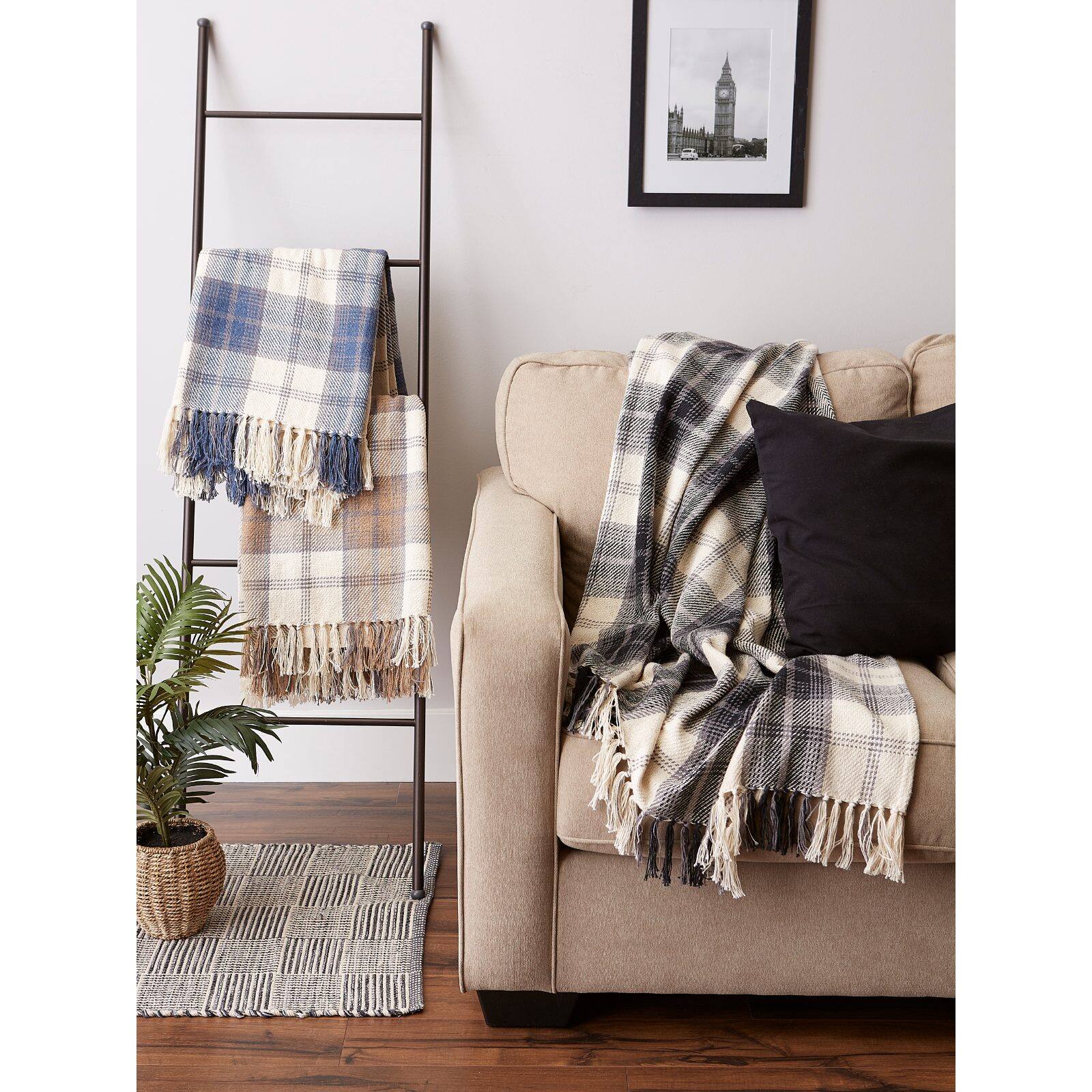 DII&#xAE; Black &#x26; Cream Farmhouse Woven Throw